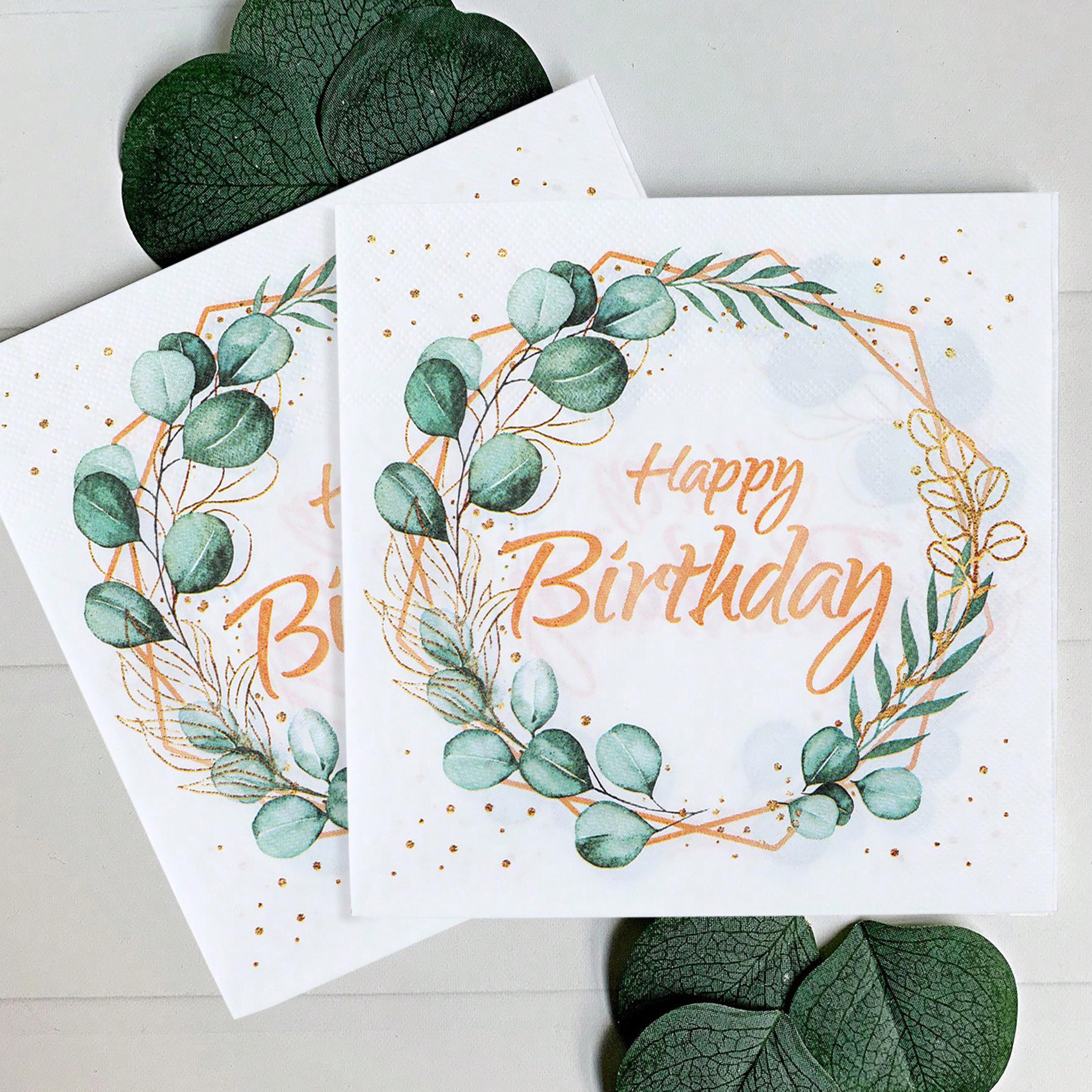 green eucalyptus party paper napkins nature themed gender reveal party supplies