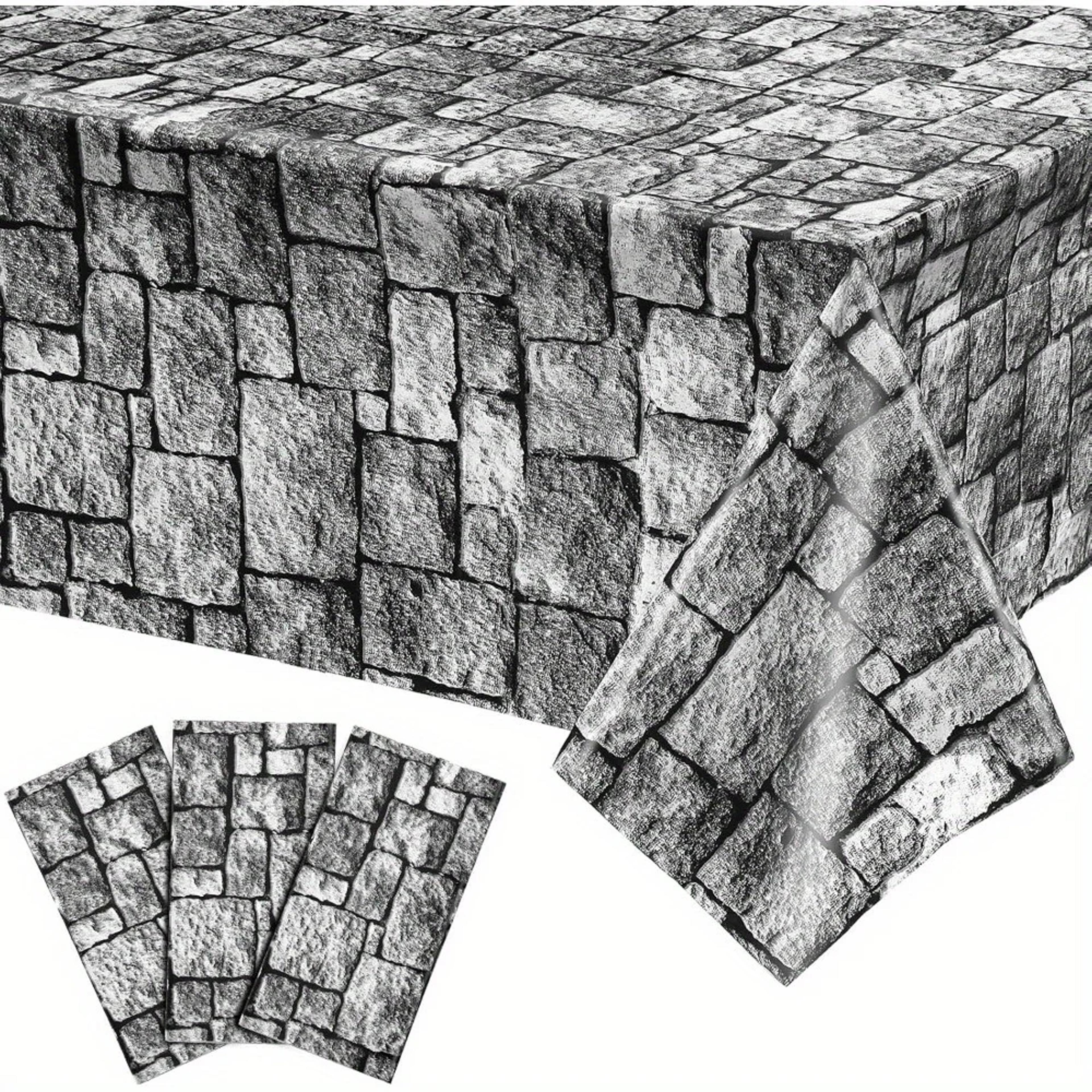 medieval castle stone wall plastic party table cover for halloween, graduation & themed events