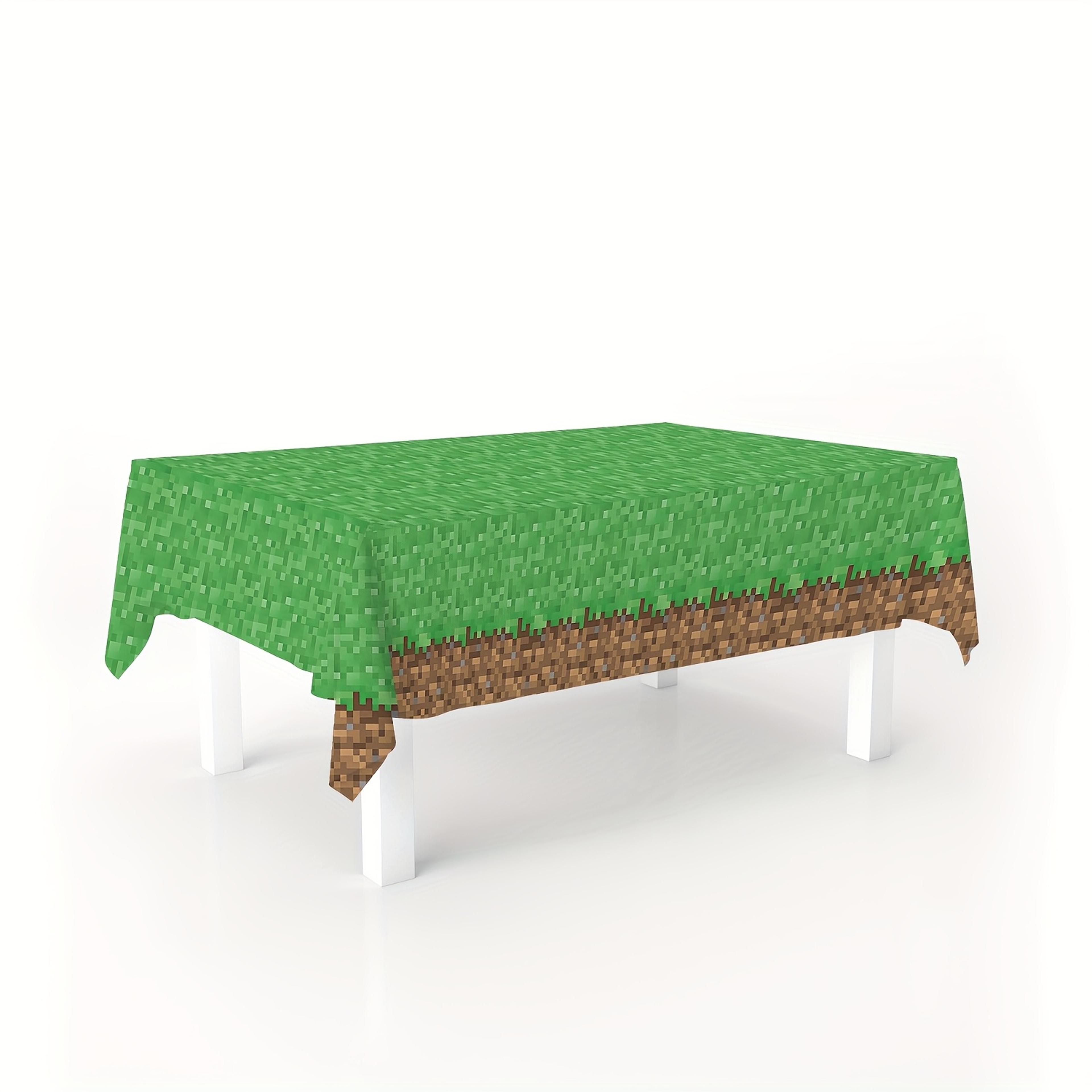 pixel tablecloth disposable rectangular grass party table cover