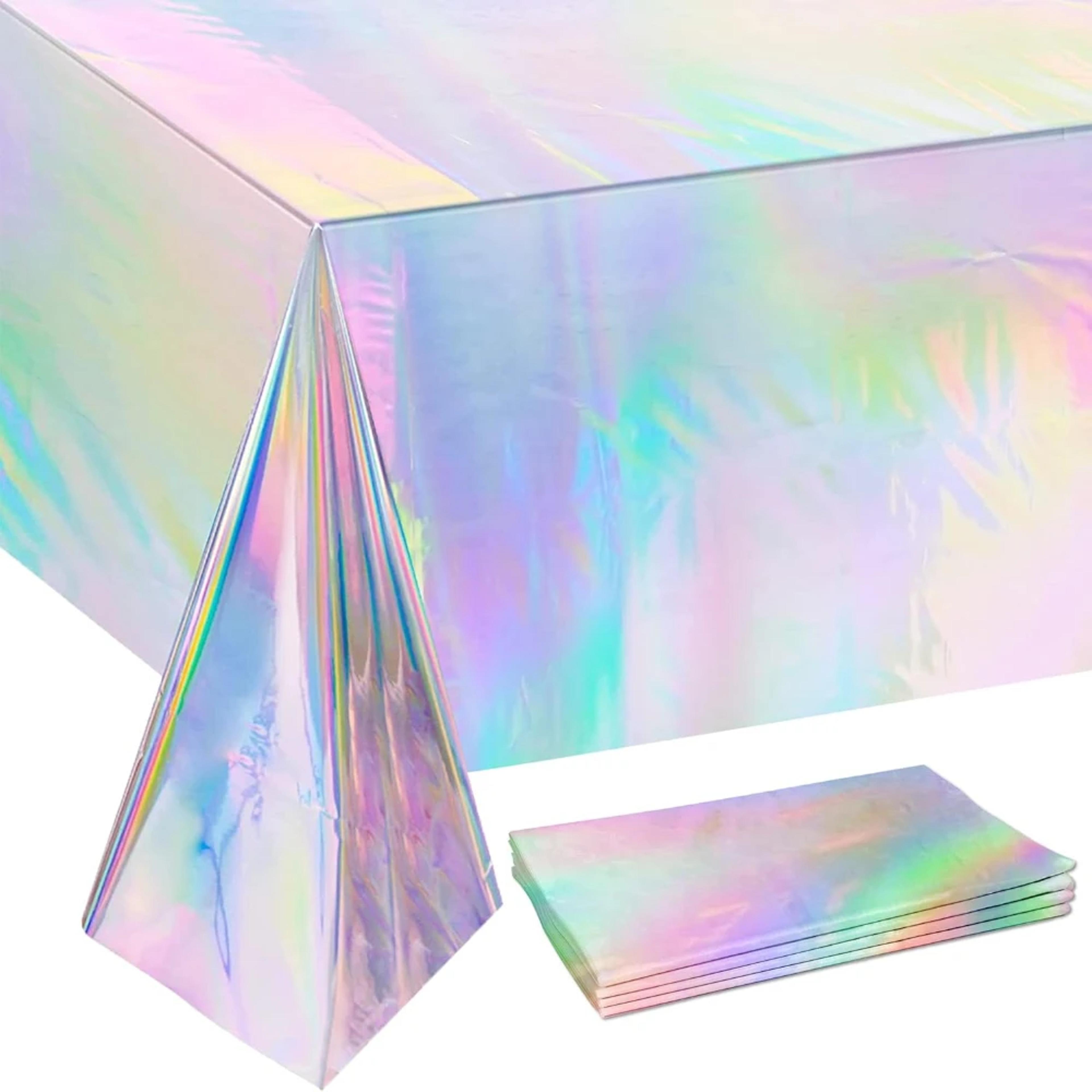 rainbow iridescent party tablecloth waterproof disposable