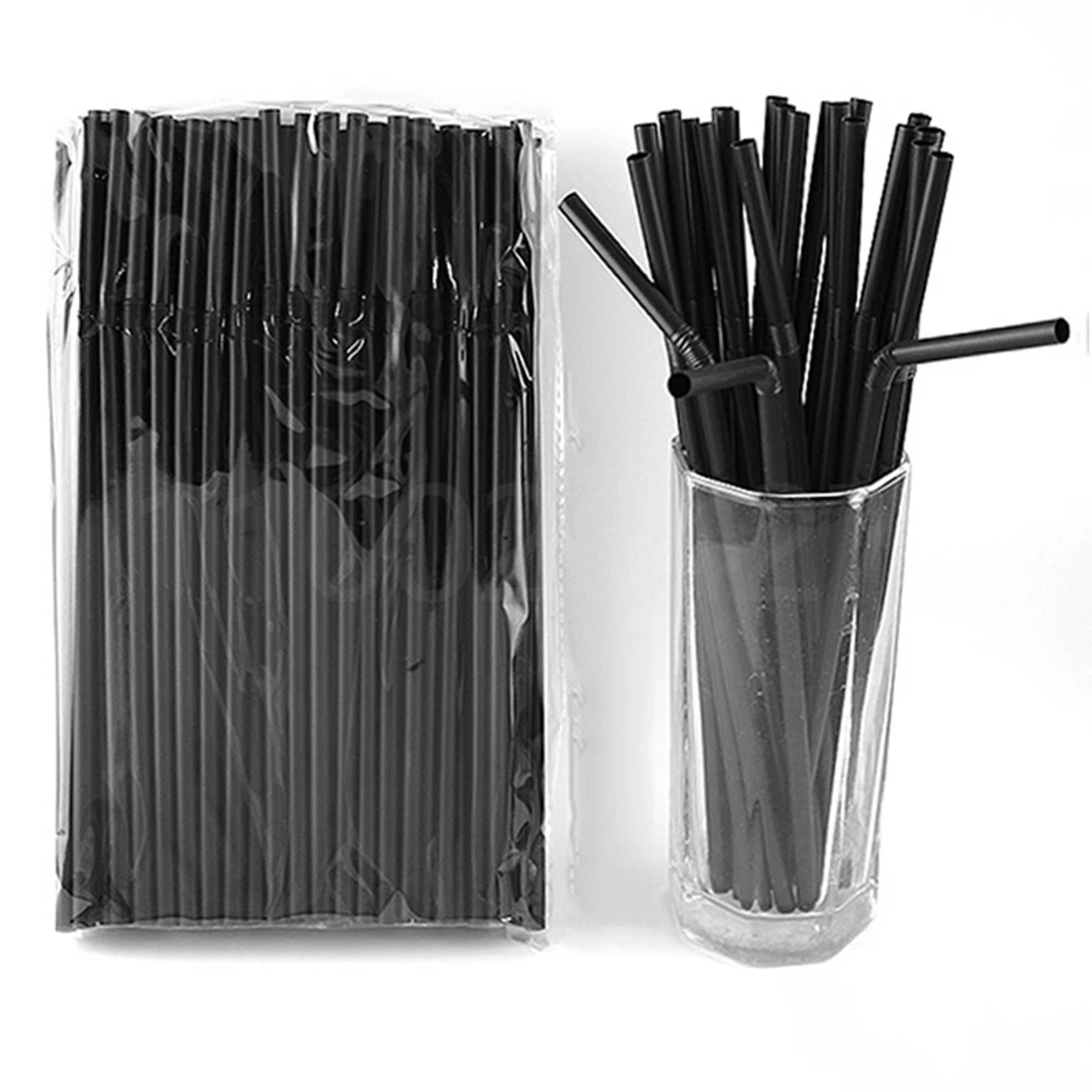 premium black flexible drinking straws disposable bendable party drink accessories