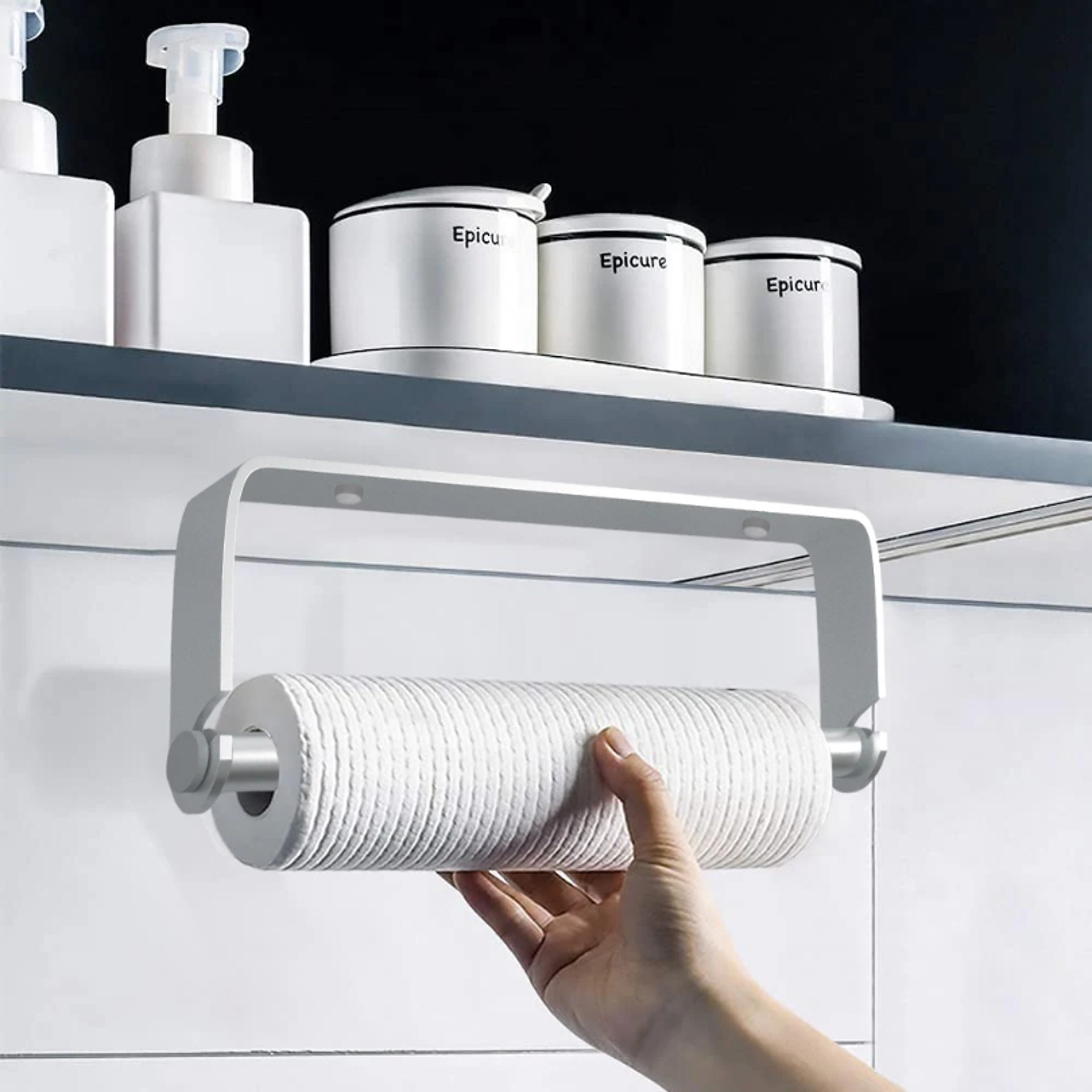 premium stainless steel kitchen roll & wrap organizer paper holder dispenser
