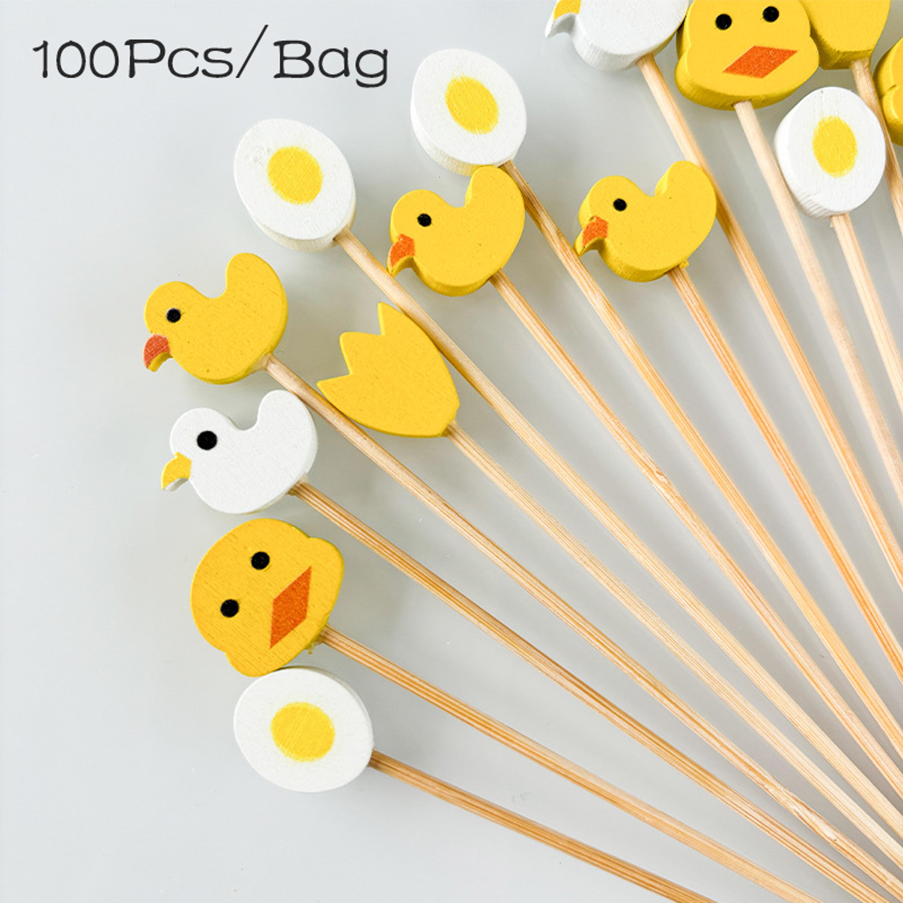 premium cute bamboo duck food picks party dessert fruit forks for kids & events