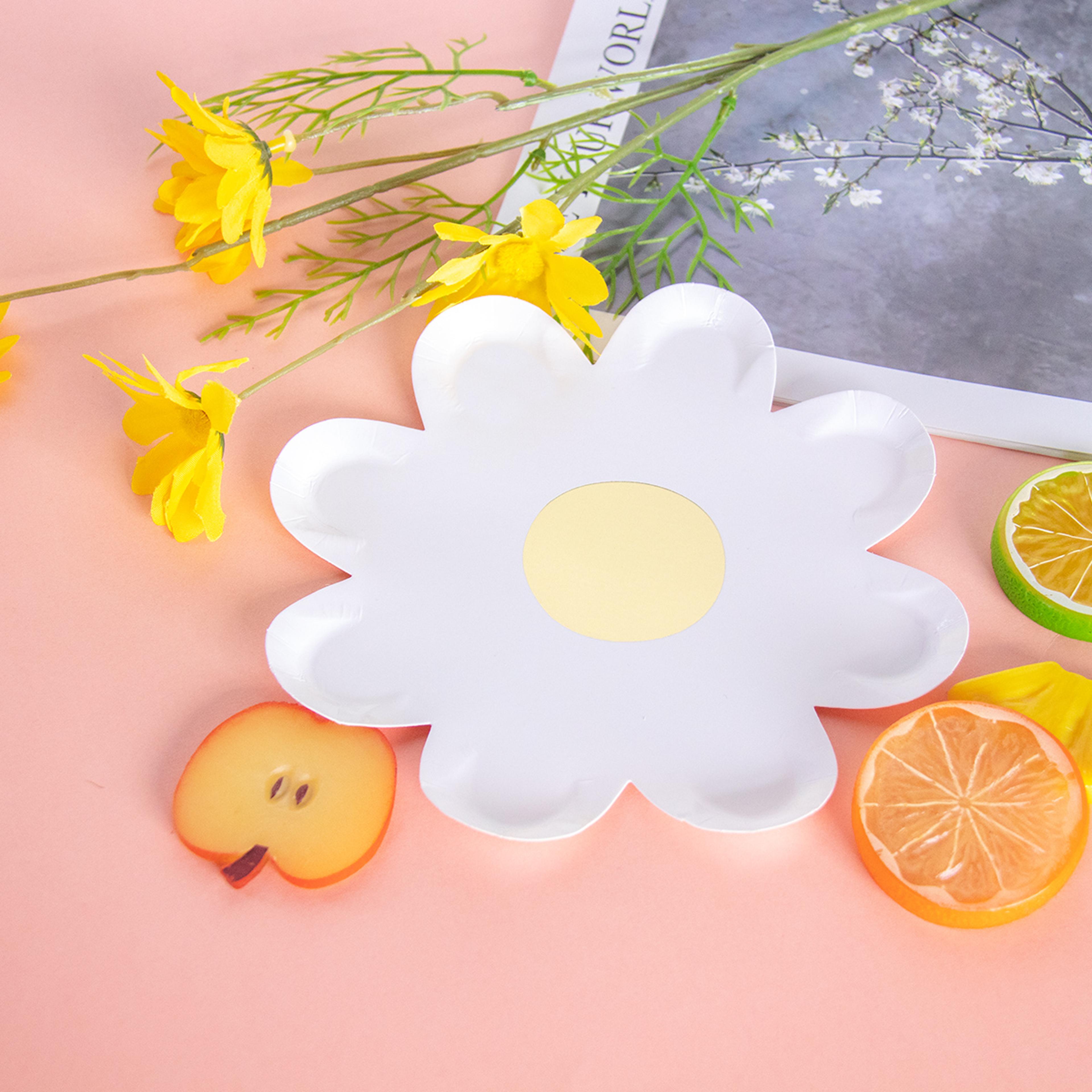 boho daisy flower paper plates floral disposable party tableware