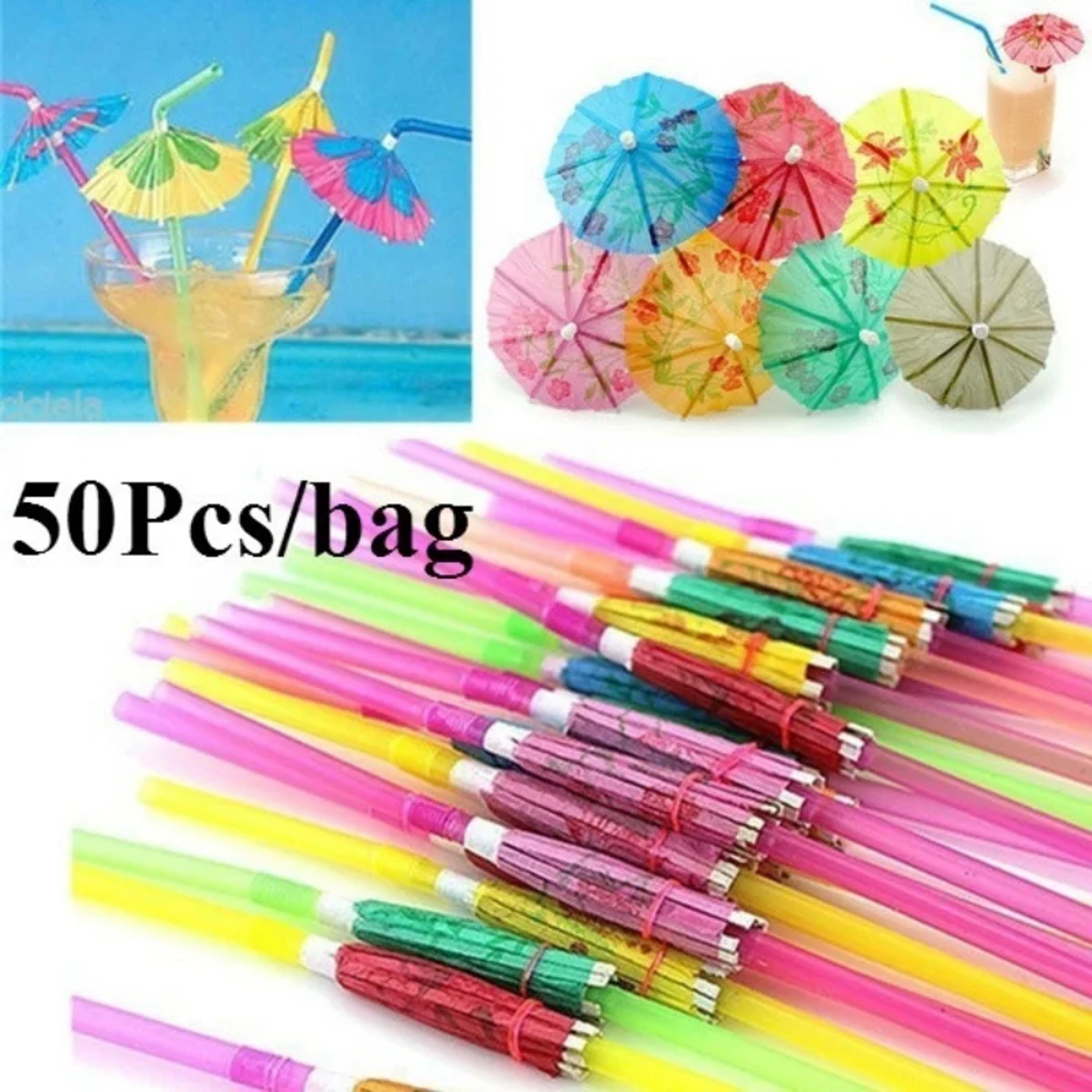 premium party cocktail umbrella straws tropical drink & party decoration set