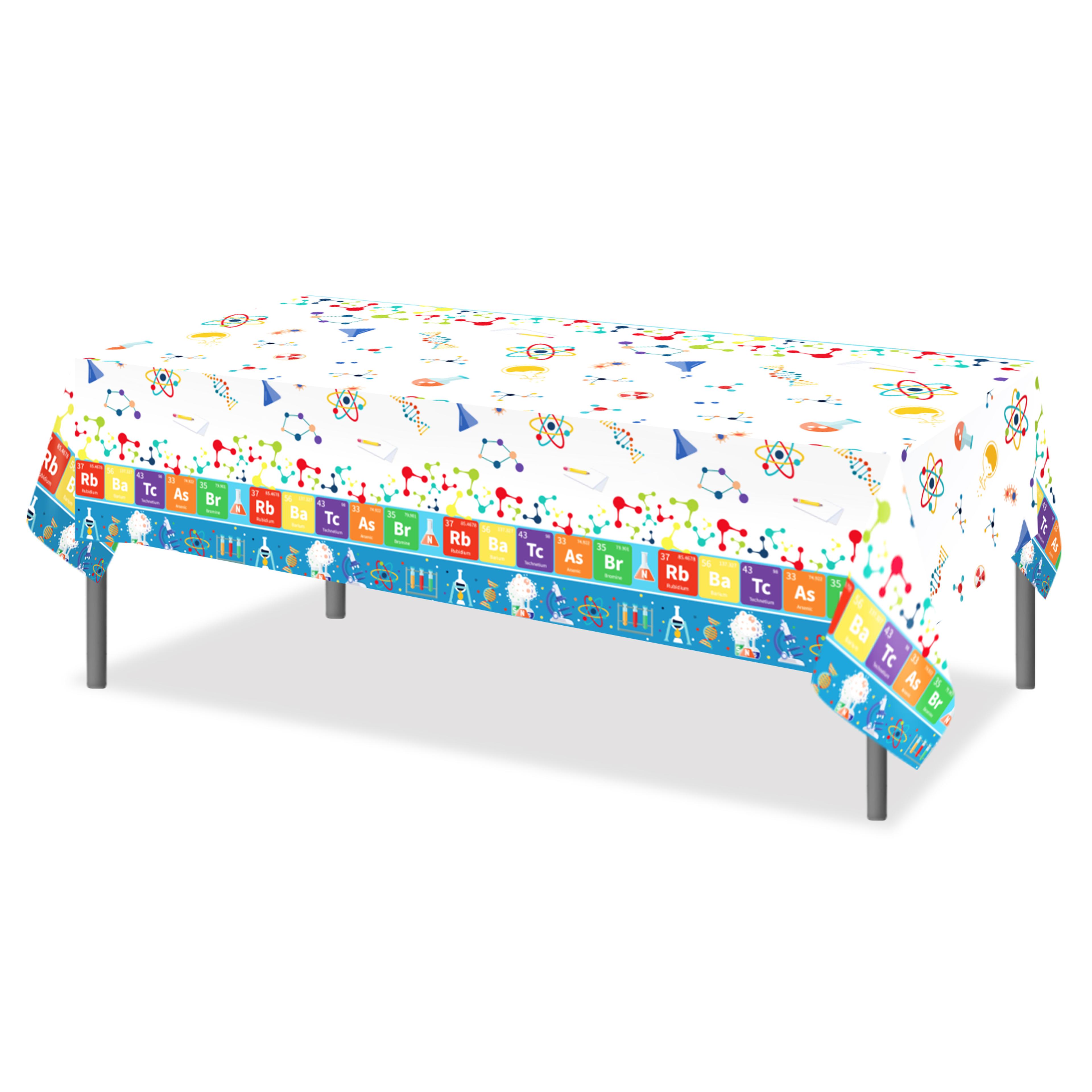 scientist party tablecloth dna & chemical birthday decor