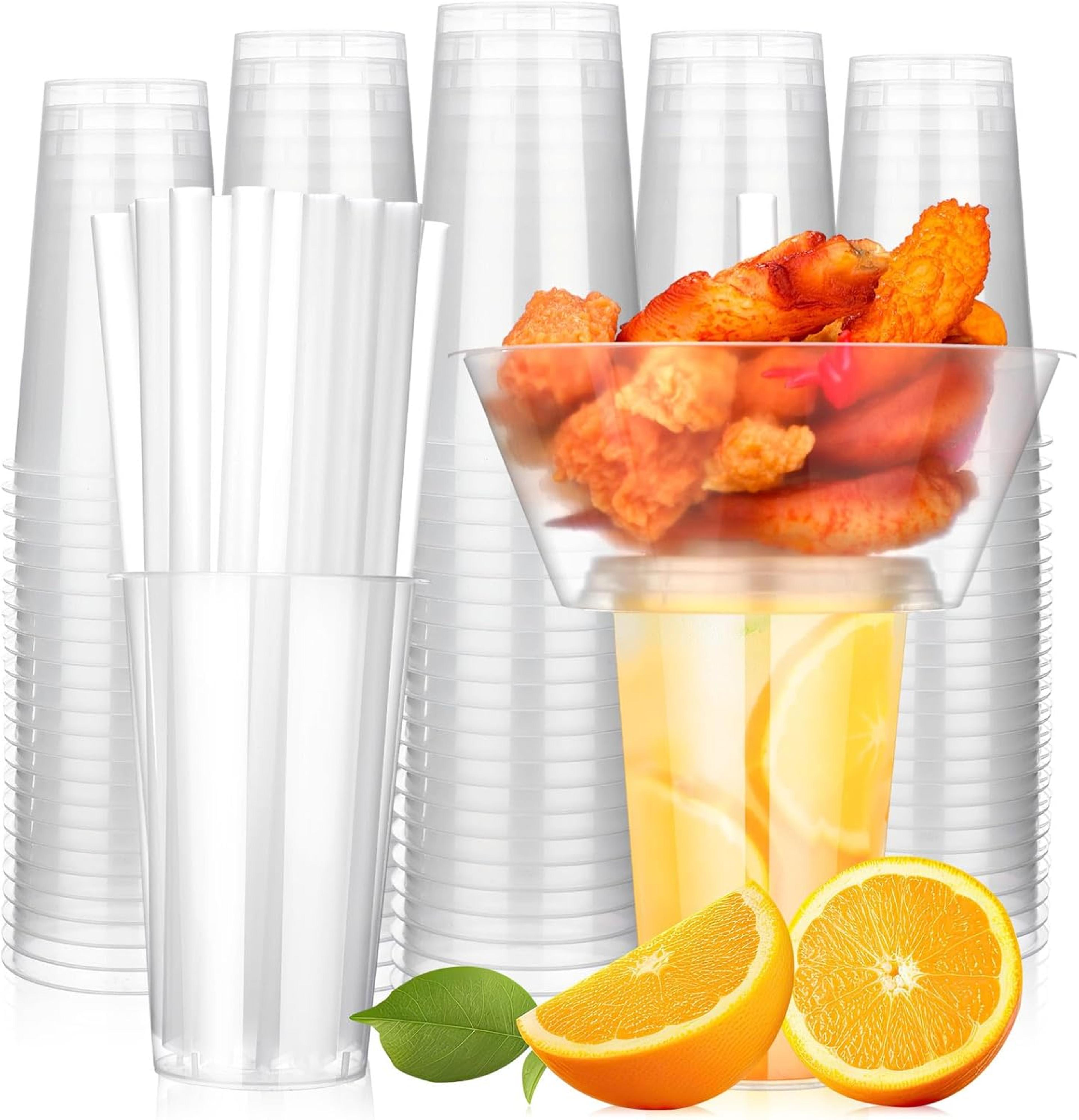 premium party drink and snack cup set with lid and straw