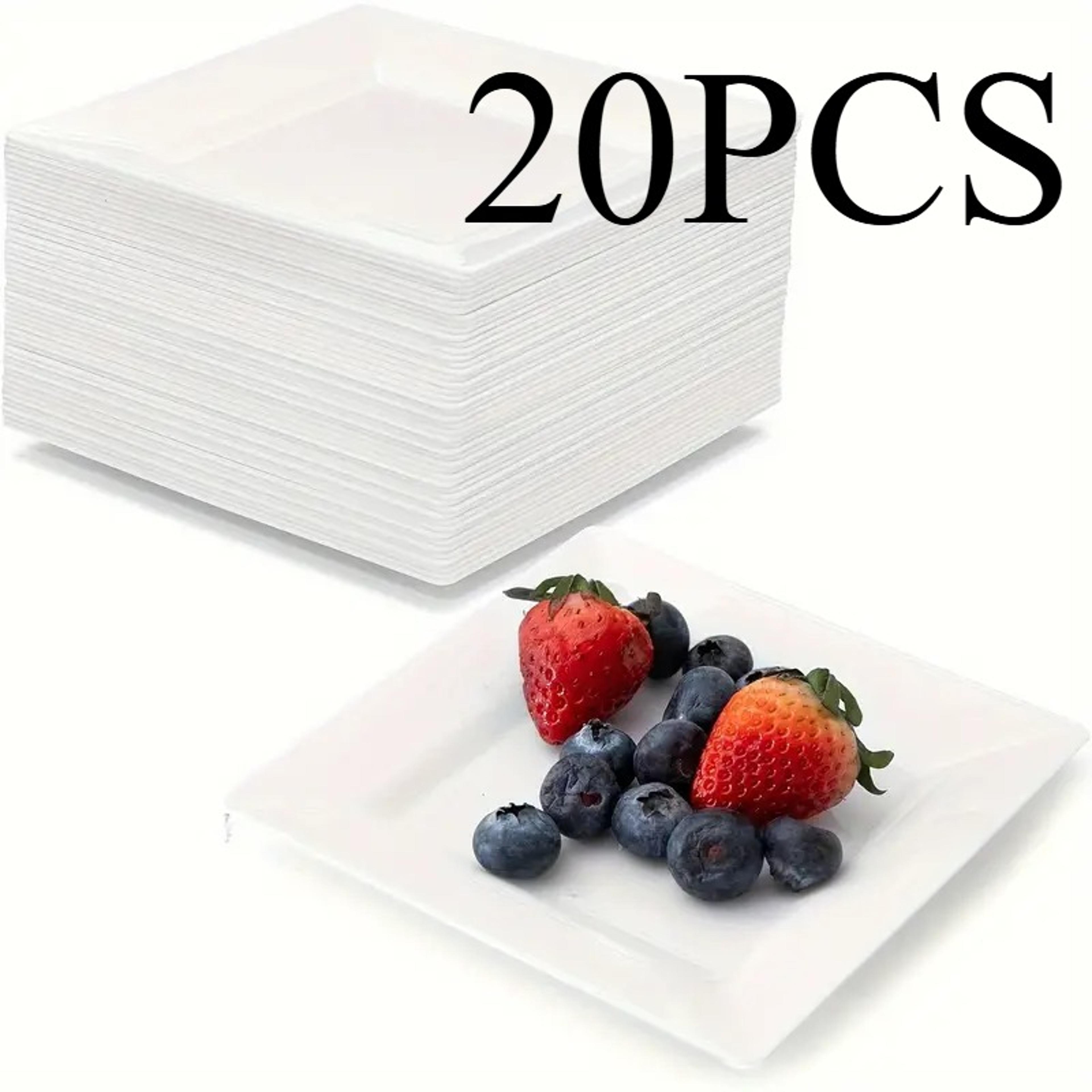 white disposable square paper plates & biodegradable party tableware