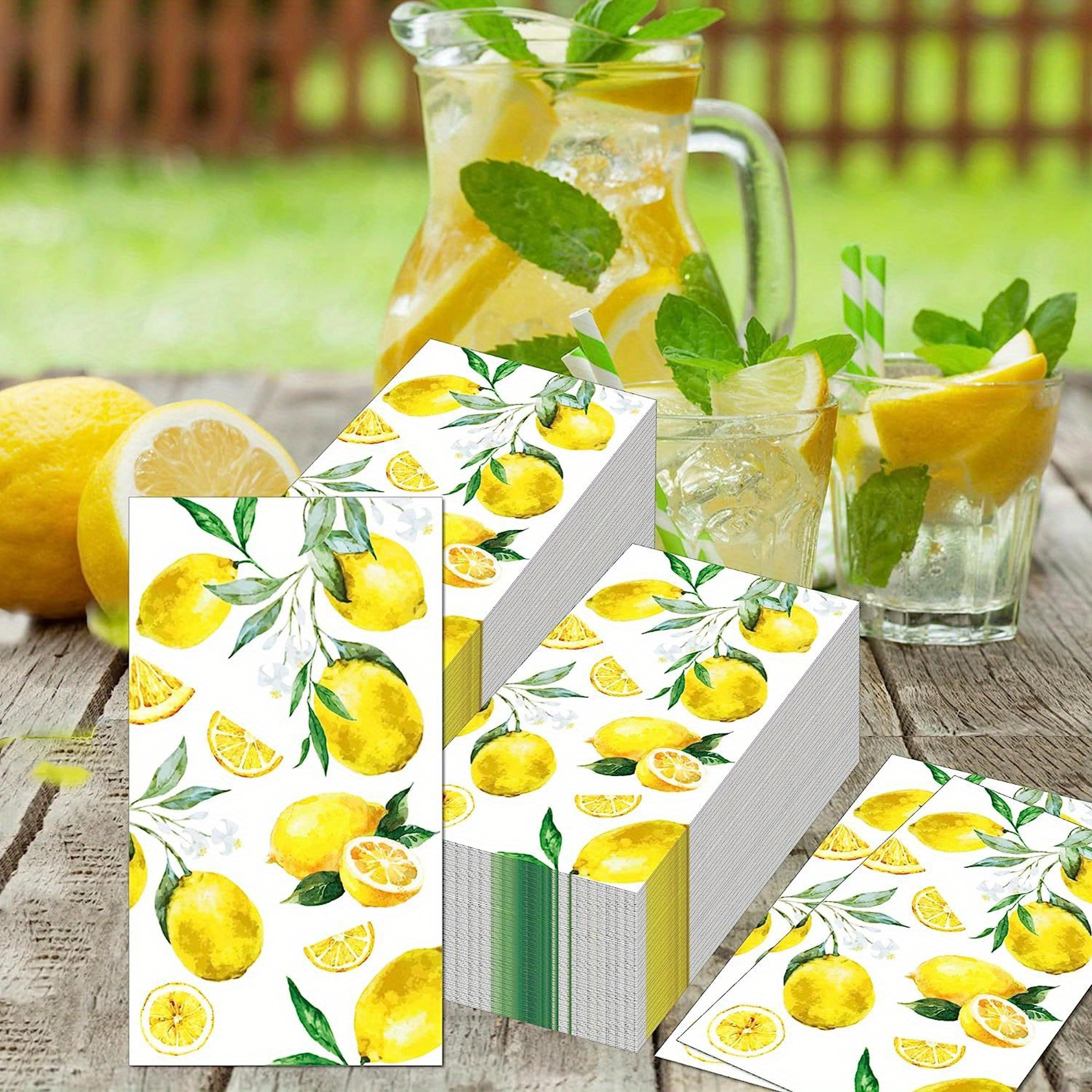 vibrant lemon napkins disposable citrus party table napkins