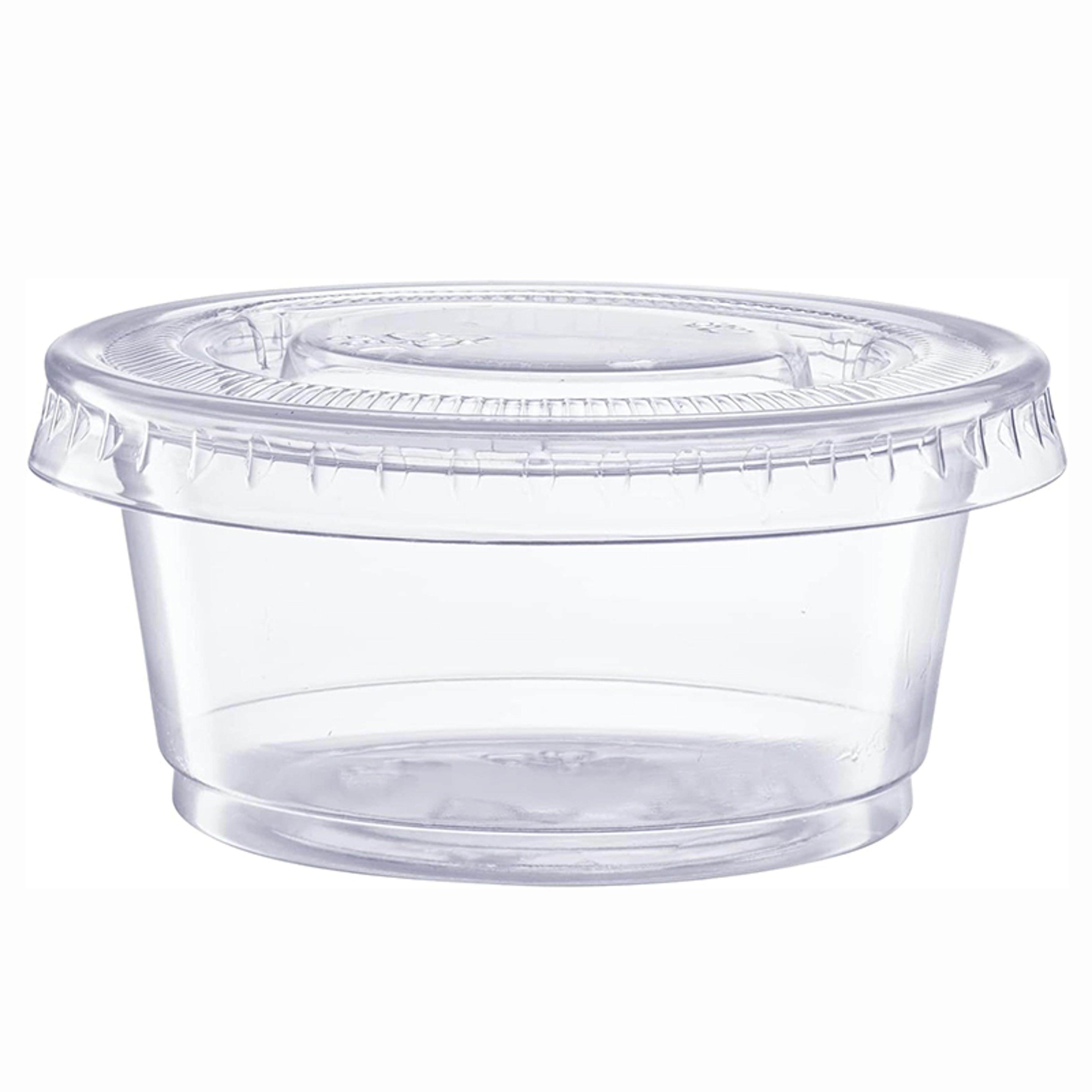 clear disposable portion cups for sauces, condiments & sampling