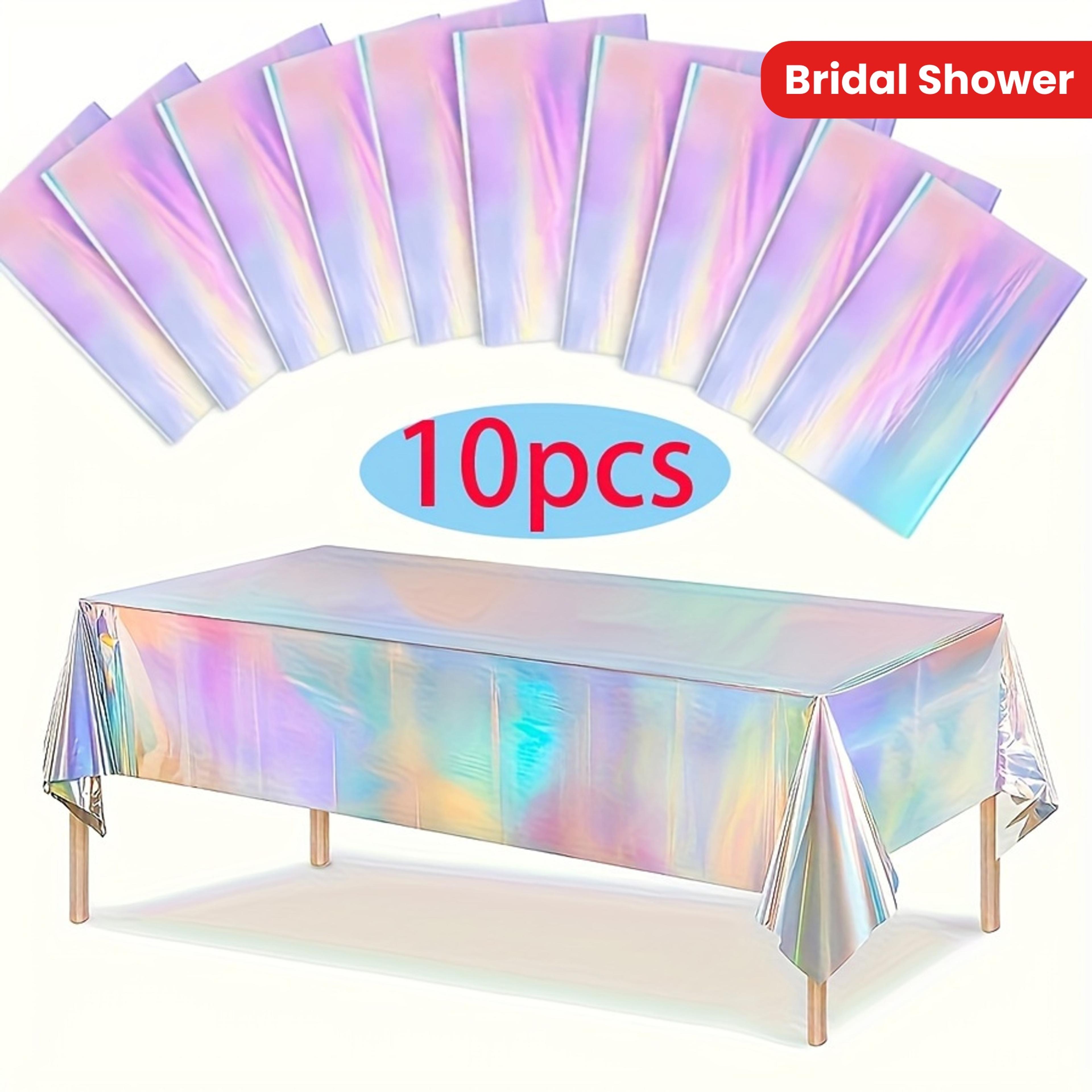 premium rainbow foil tablecloth set for birthdays & weddings