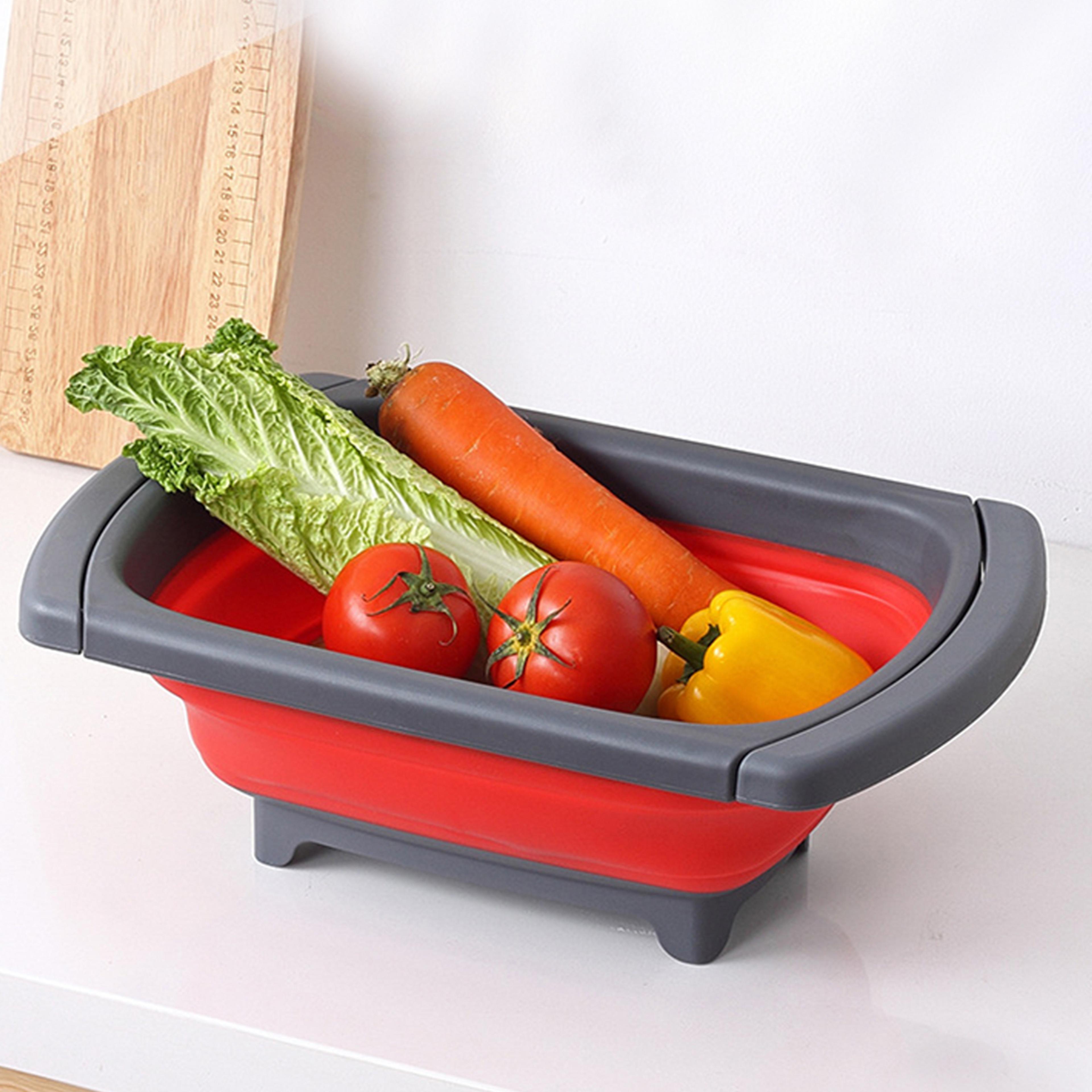 retractable silicone collapsible drain basket kitchen fruit & vegetable strainer