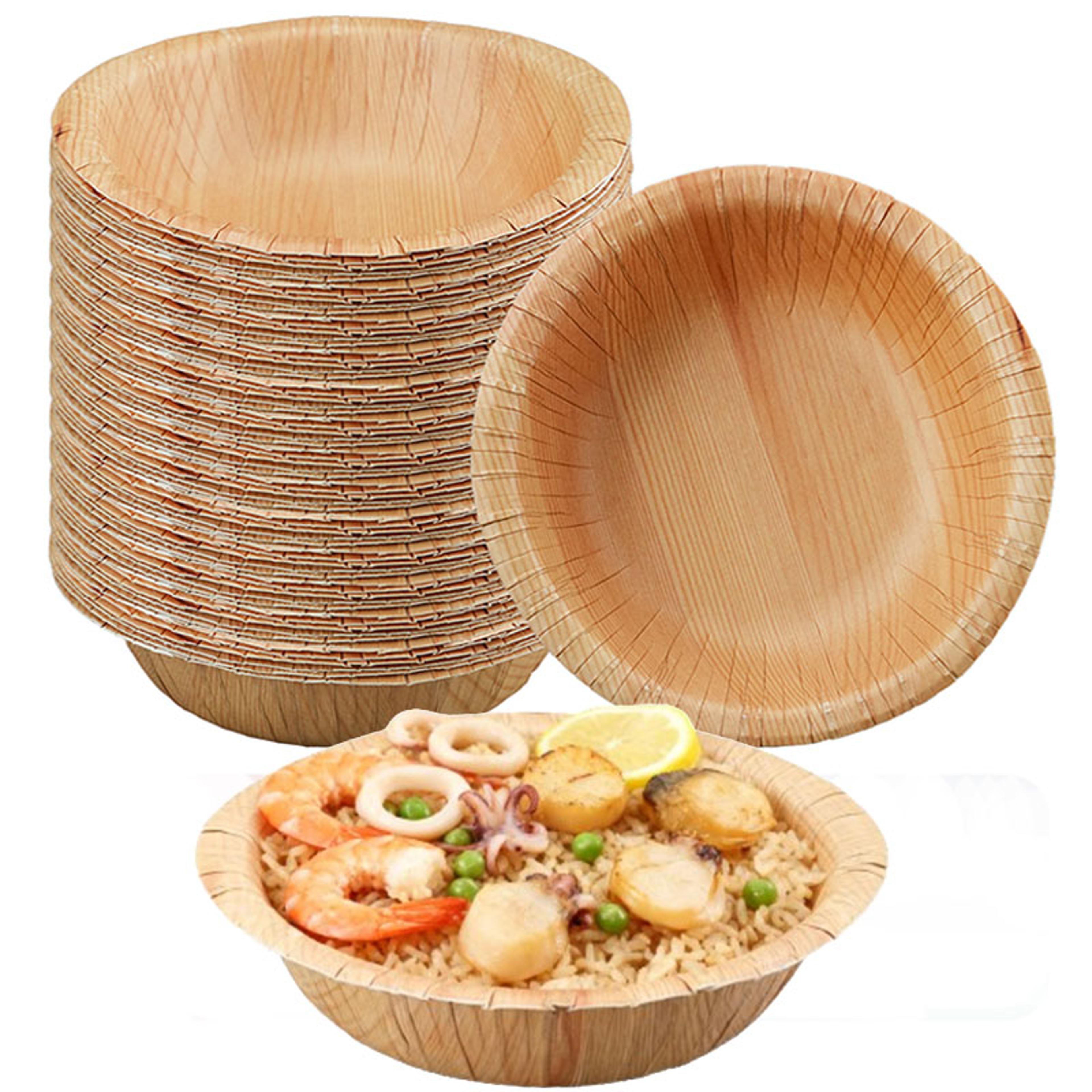 microwave safe disposable paper bowls wood grain design