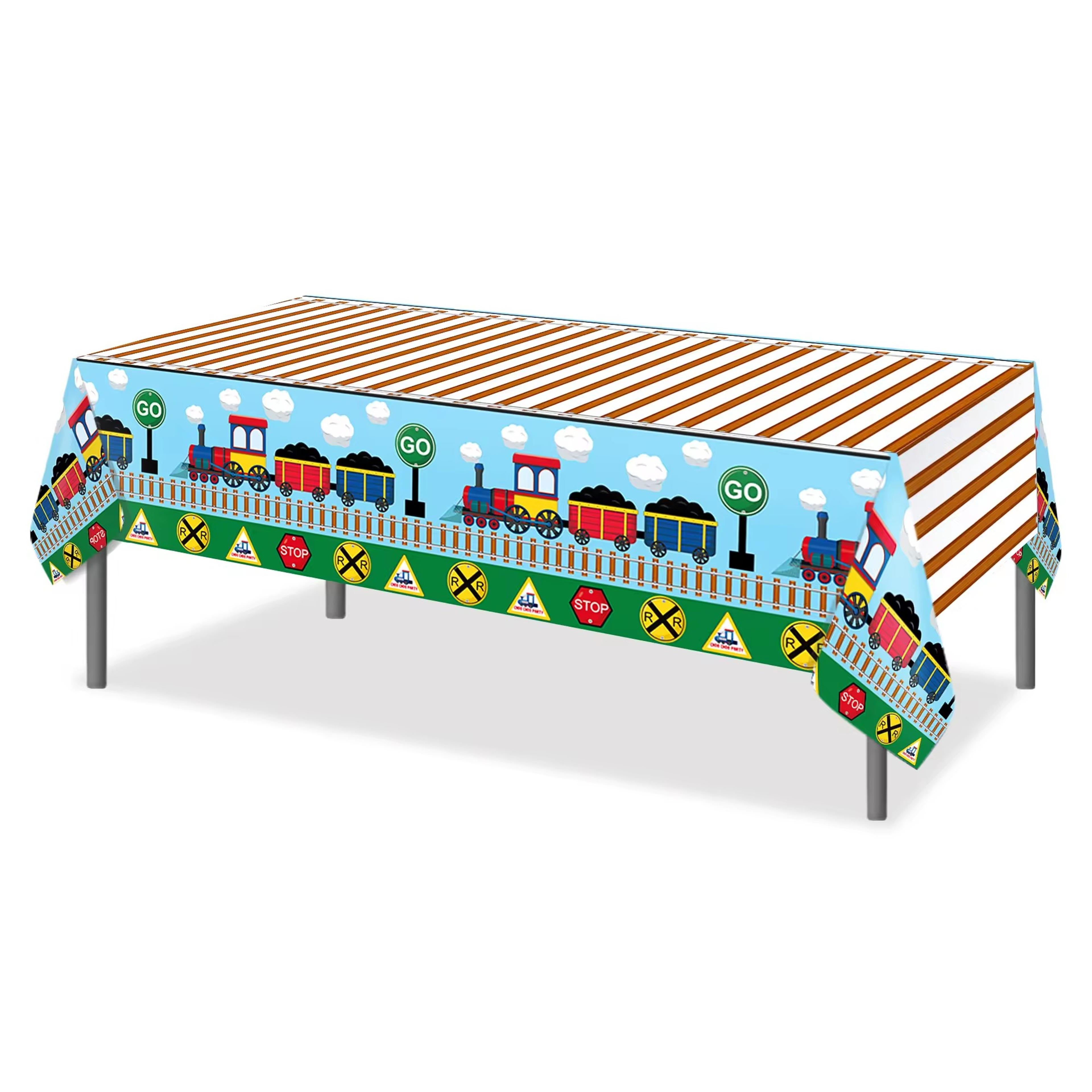 railroad train party tablecloth disposable birthday & camping mat