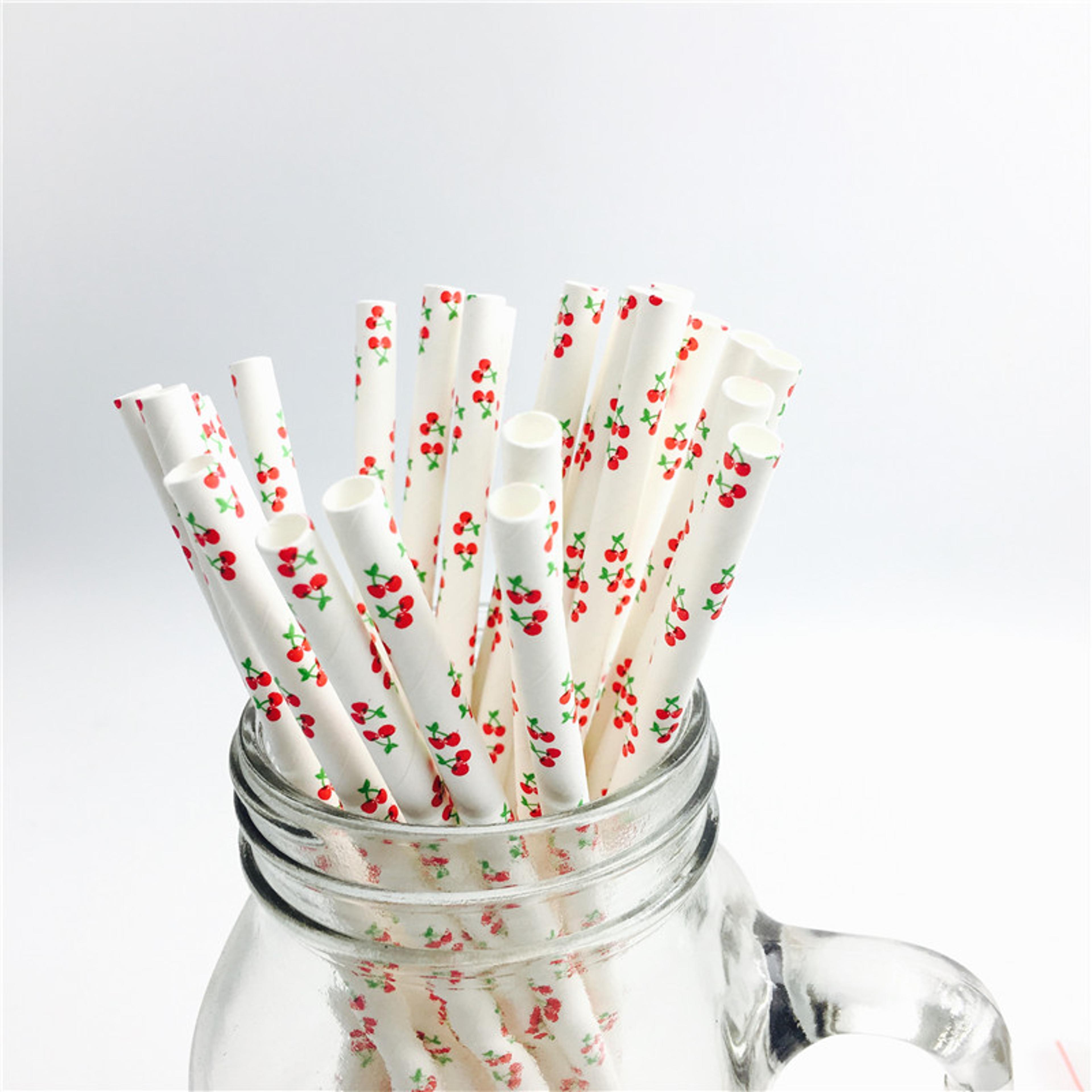 premium cherry paper straws for party decoration supplies & baby shower fun