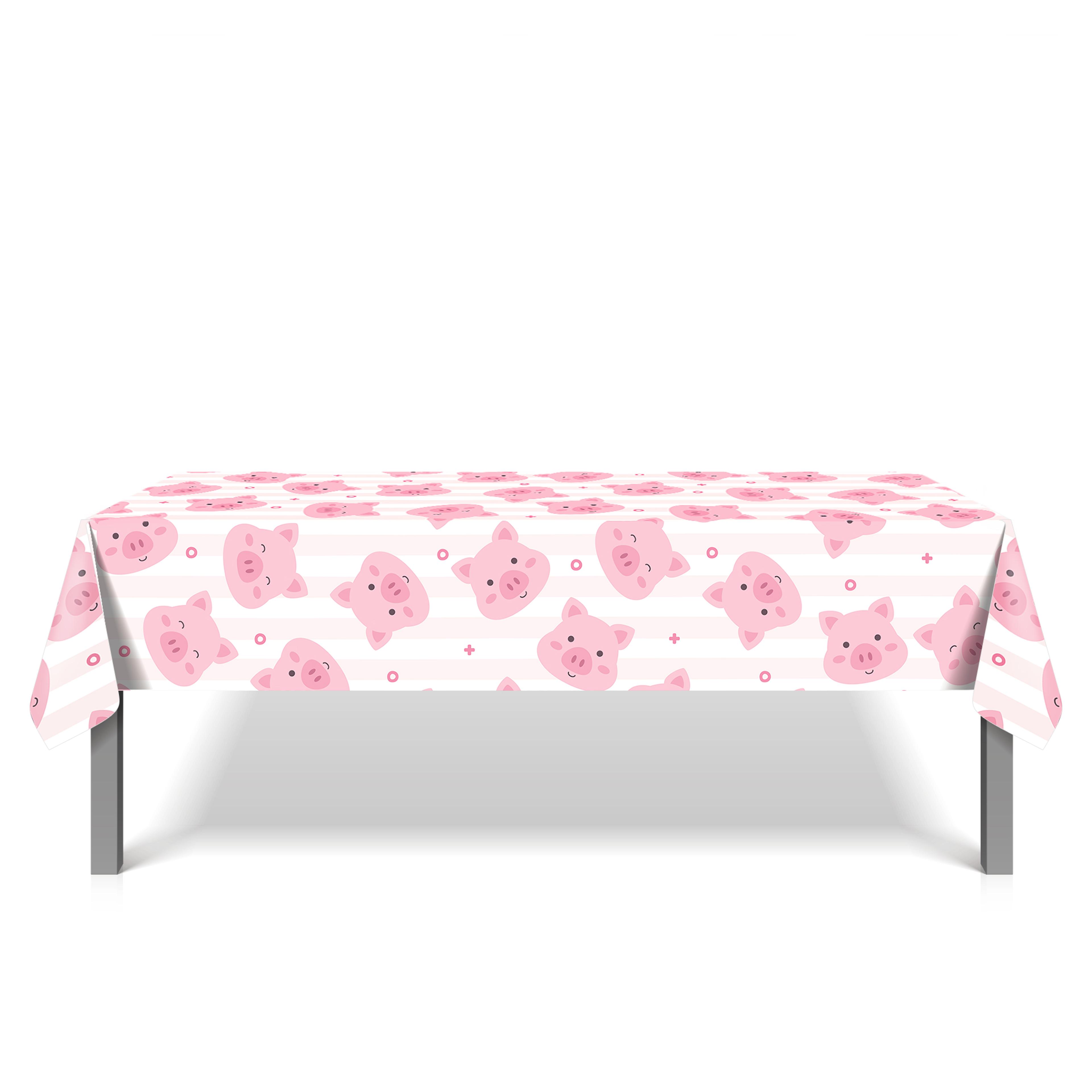 pink farm animal piglet birthday tablecloth premium disposable tablecloth for parties