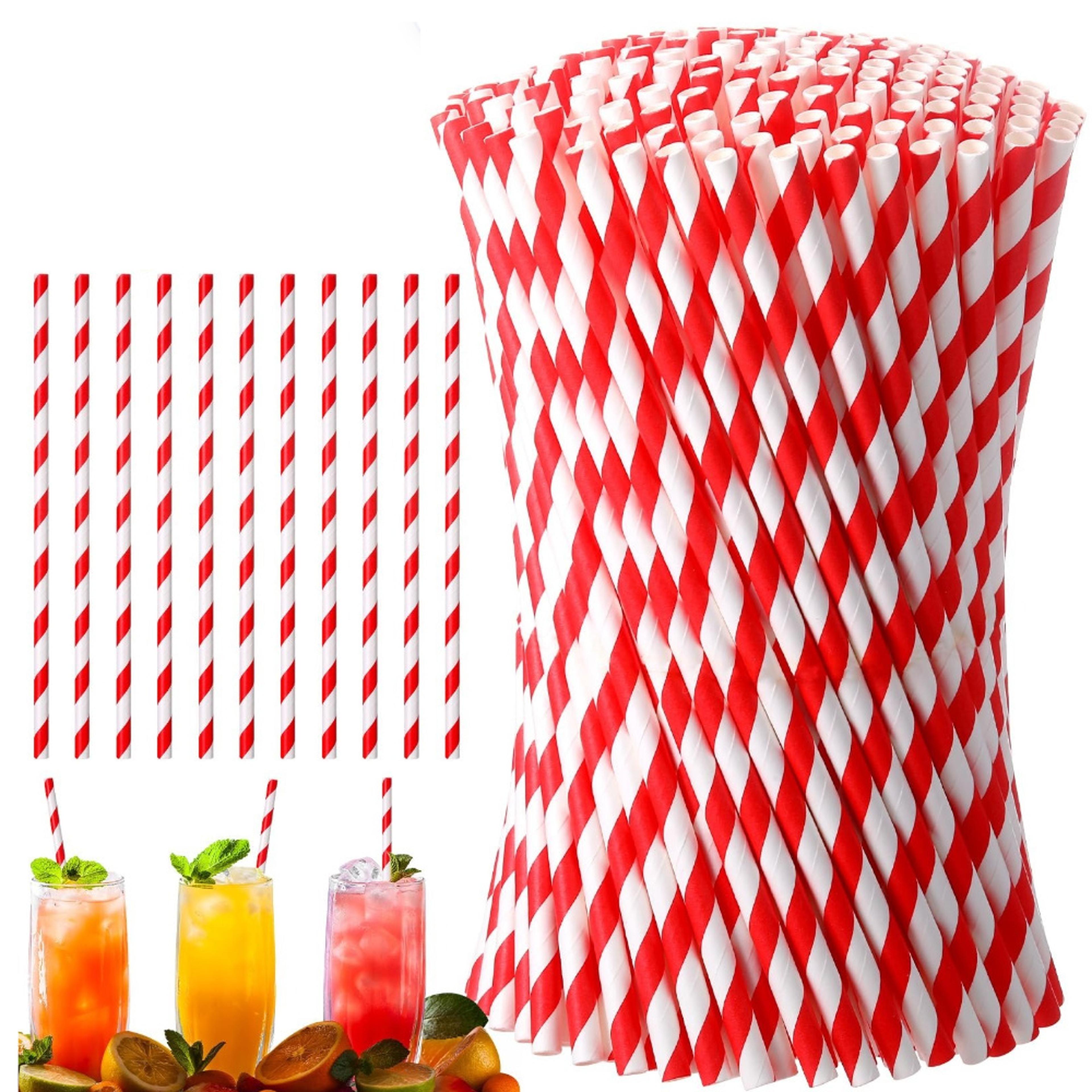 premium green & white striped biodegradable paper drinking straws party & celebration pack
