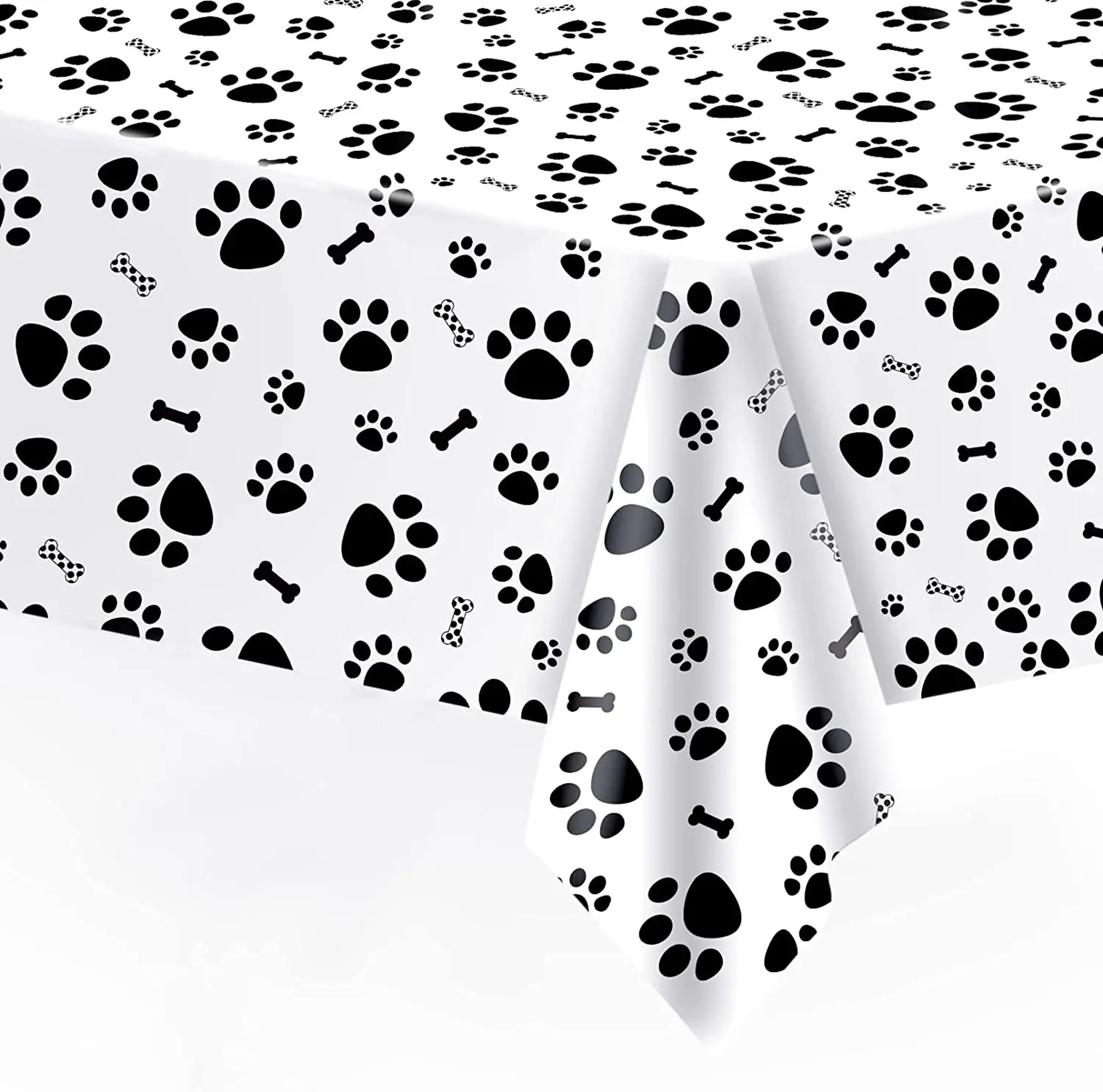 cartoon dog paw party tablecloth puppy themed disposable party table cover