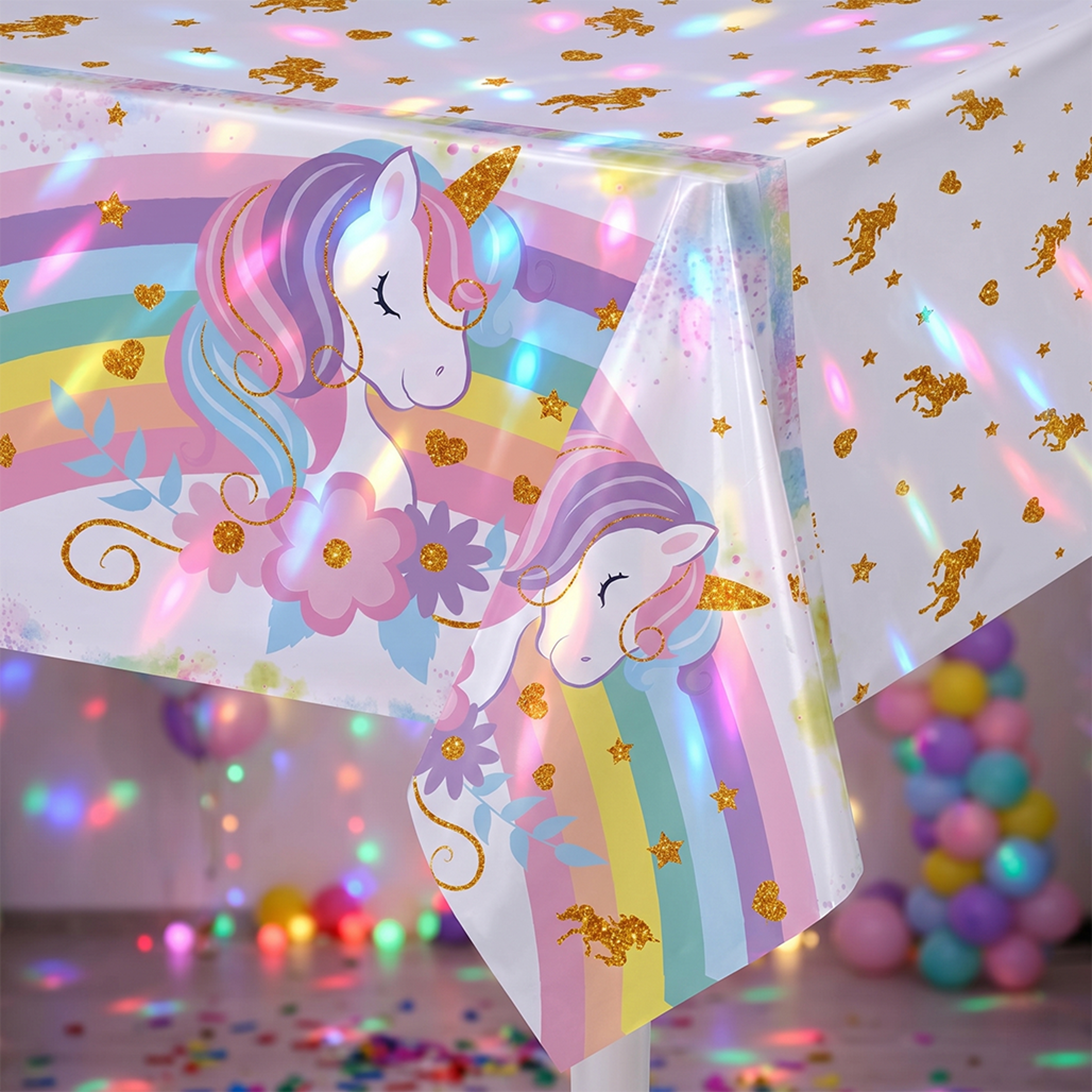 rainbow unicorn magic waterproof party tablecloth disposable party decor