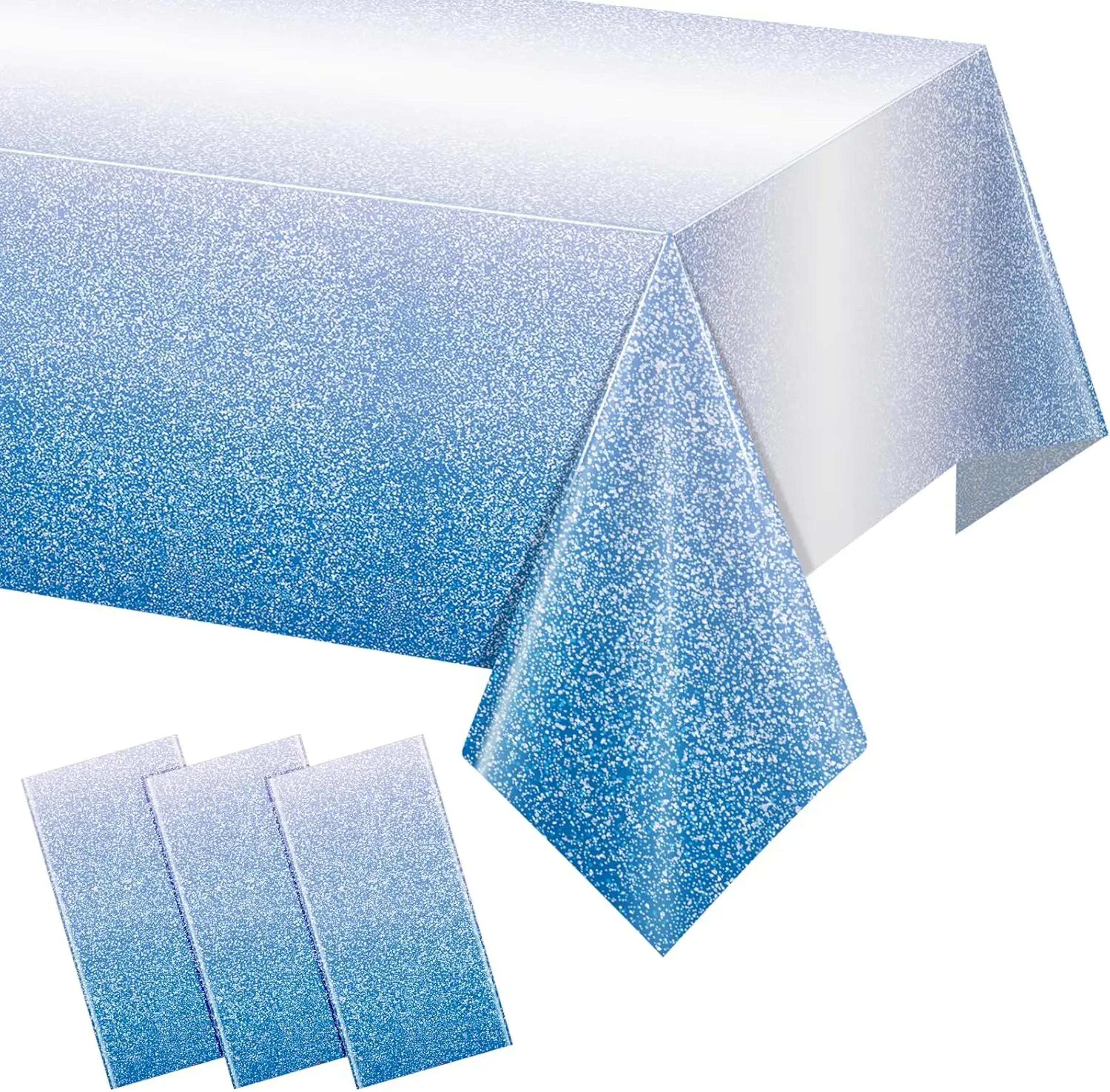 royal blue glitter ombre rectangle party tablecloth elegant event & wedding table cover