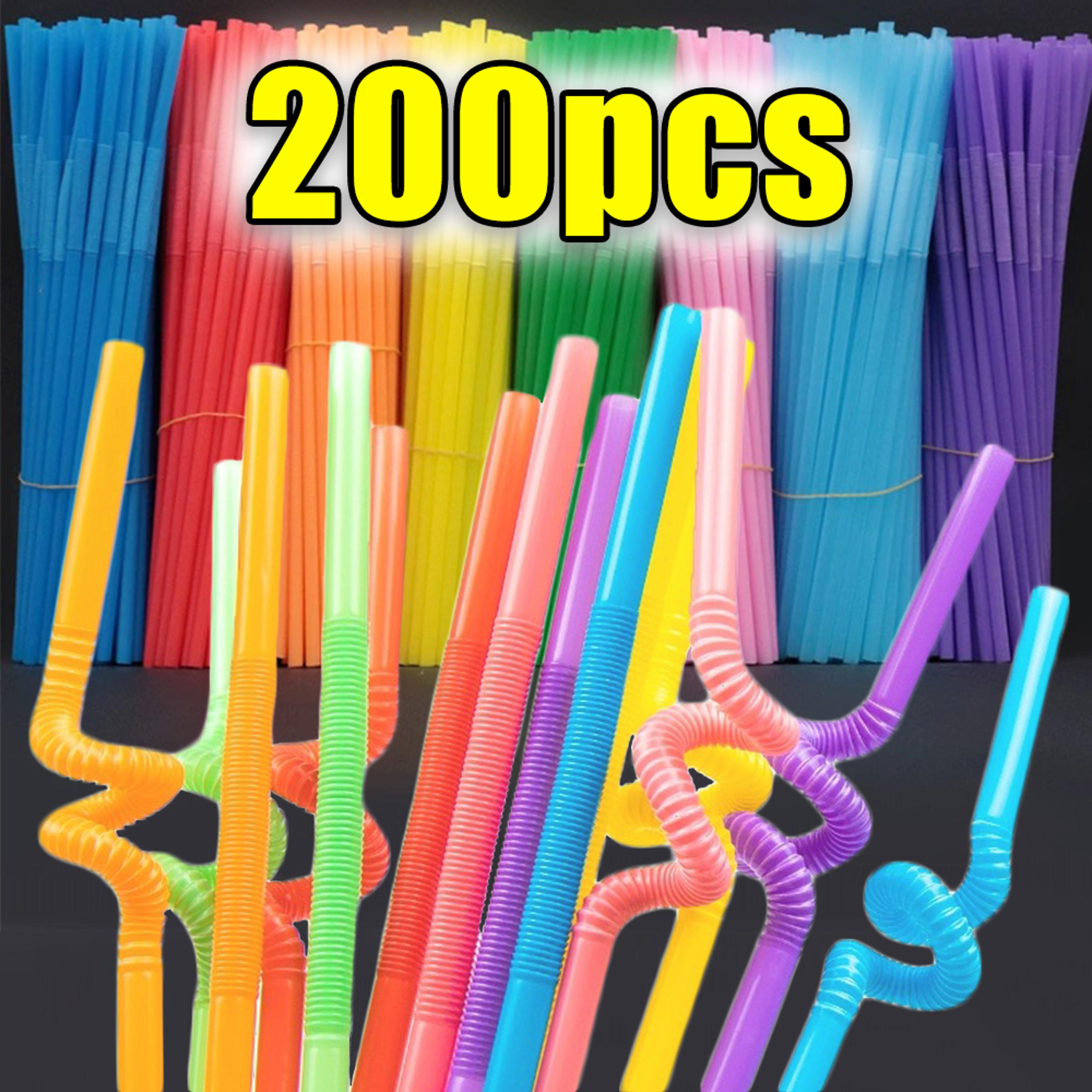 colorful flexible drinking straws long disposable plastic straws for drinks & events