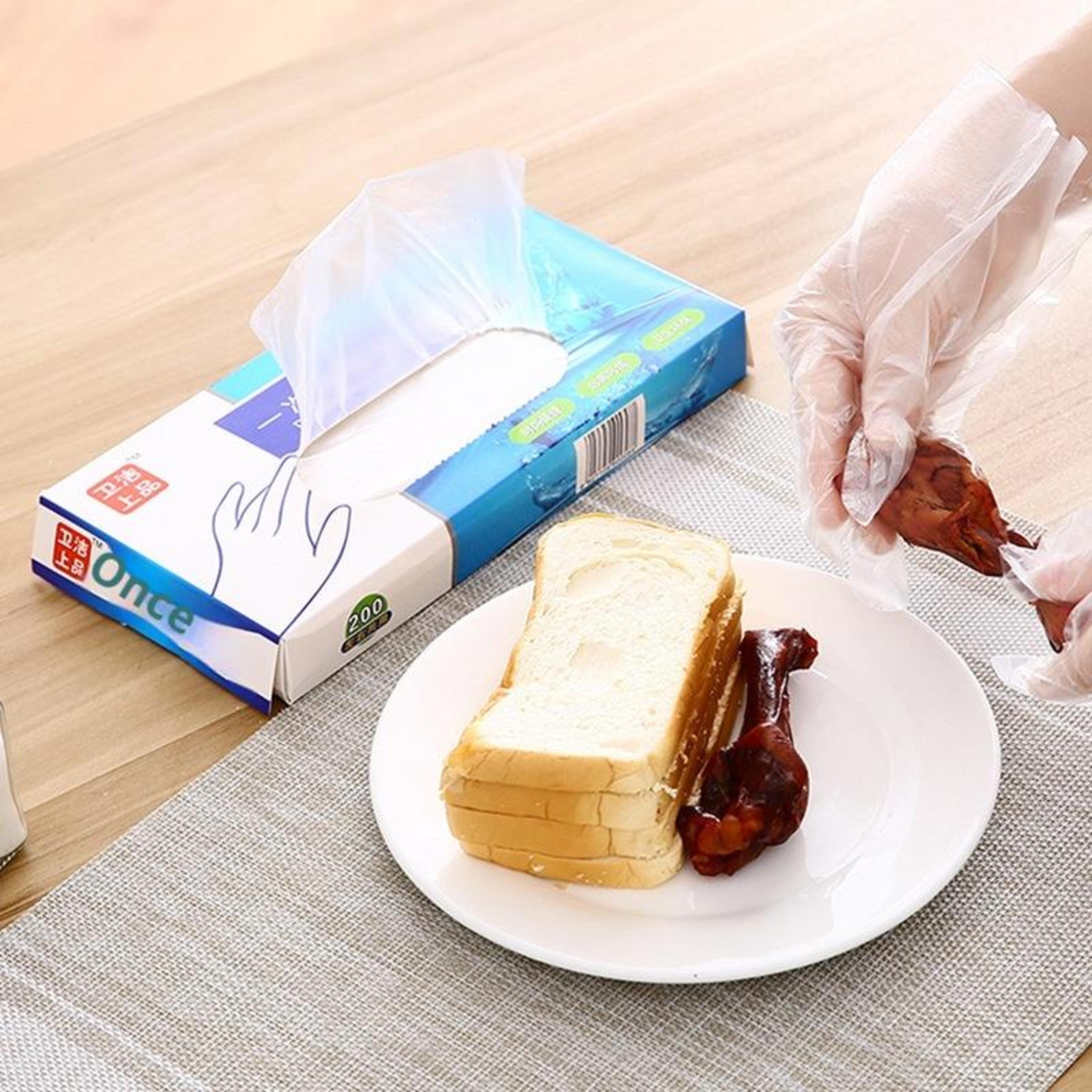 transparent disposable pe gloves food safe, latex free gloves for cleaning
