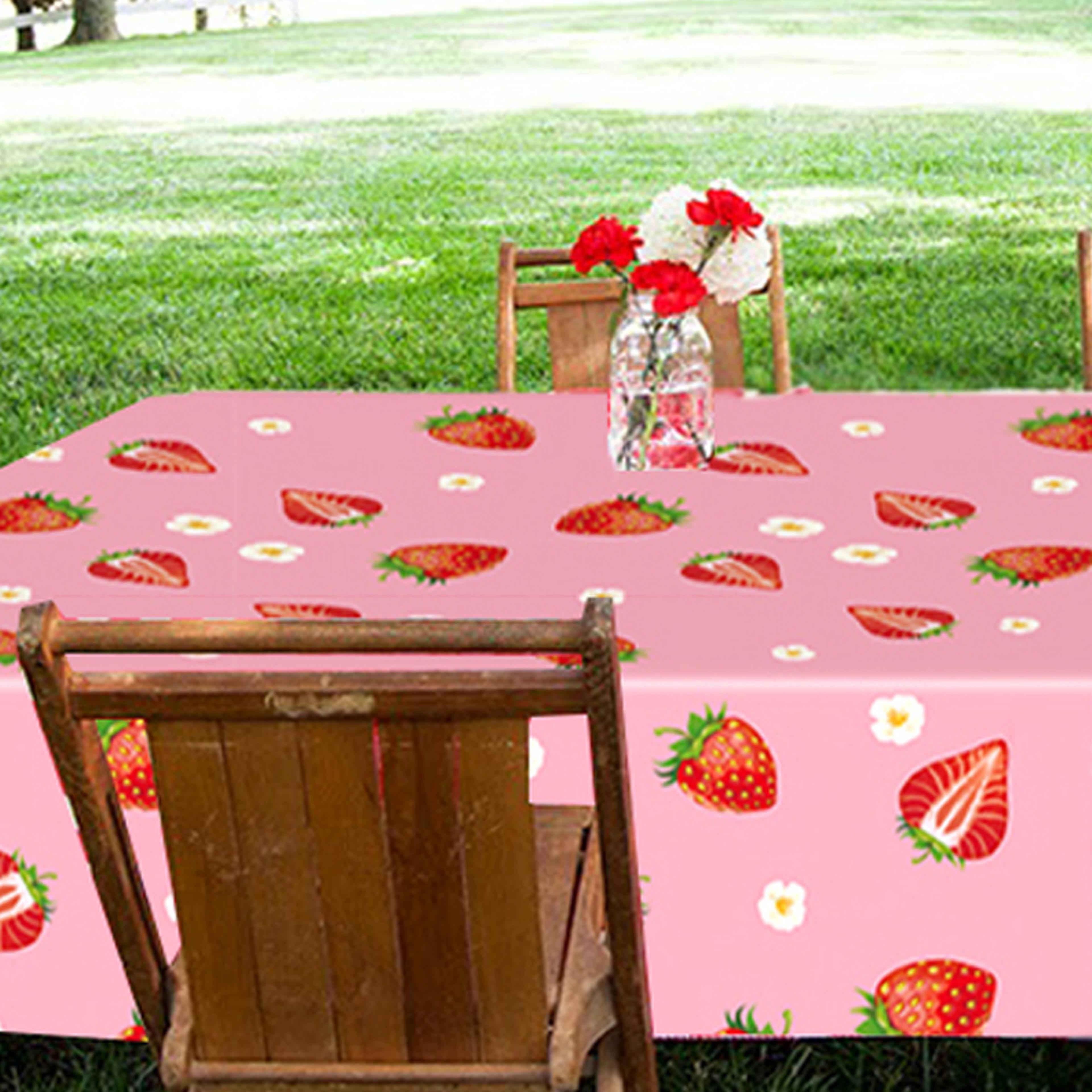 strawberry party tablecloth waterproof disposable table cover for birthday party decoration
