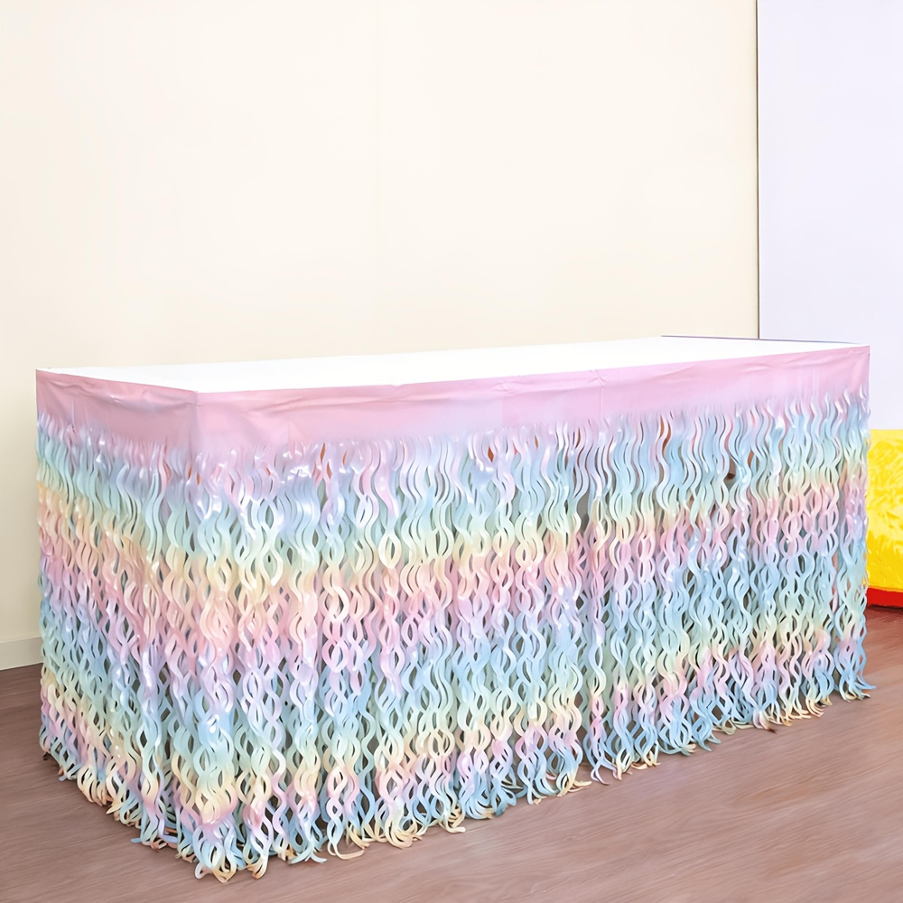 premium rainbow party table skirt disposable party table decoration for birthday & wedding