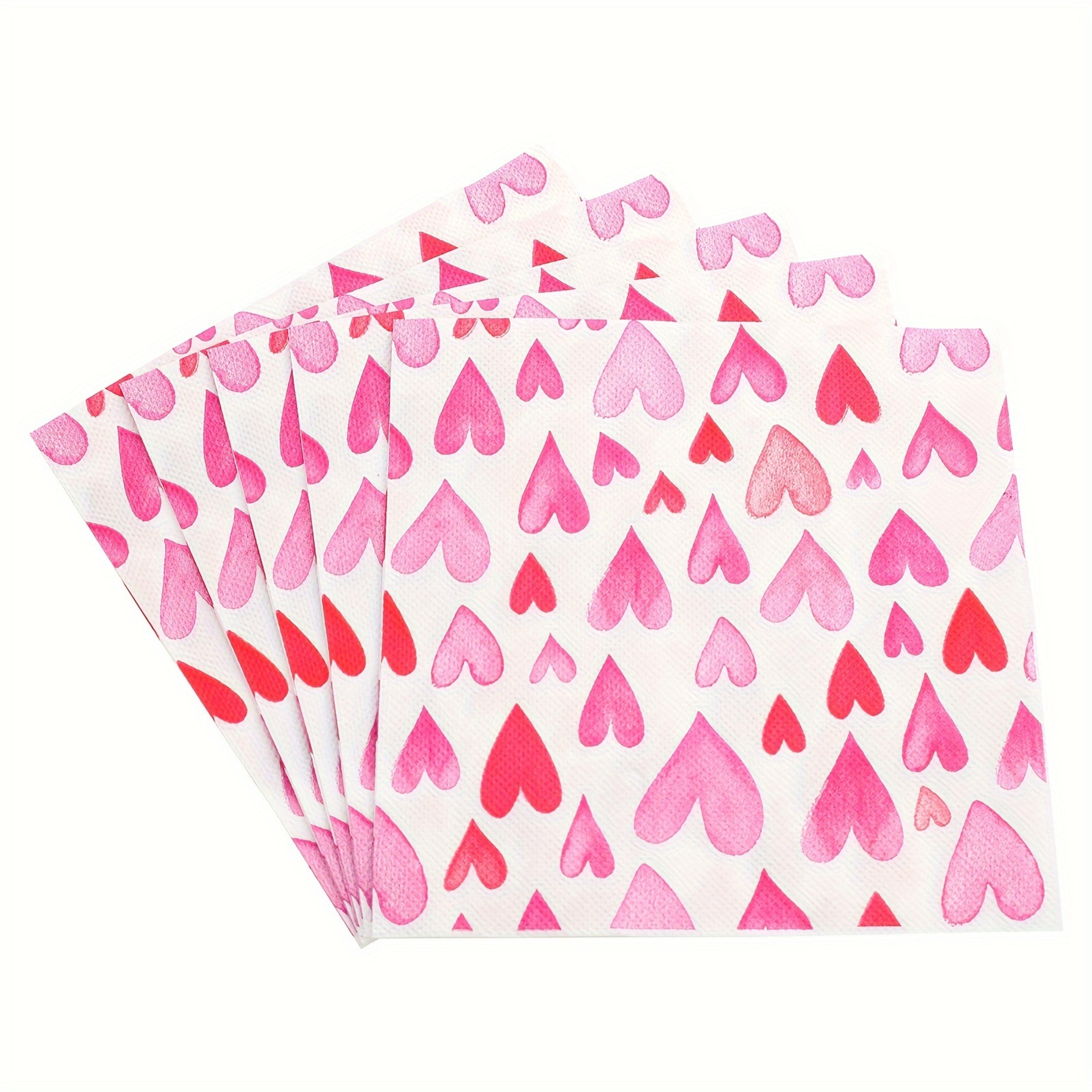 romantic pink heart disposable party napkins tableware for weddings & valentine events