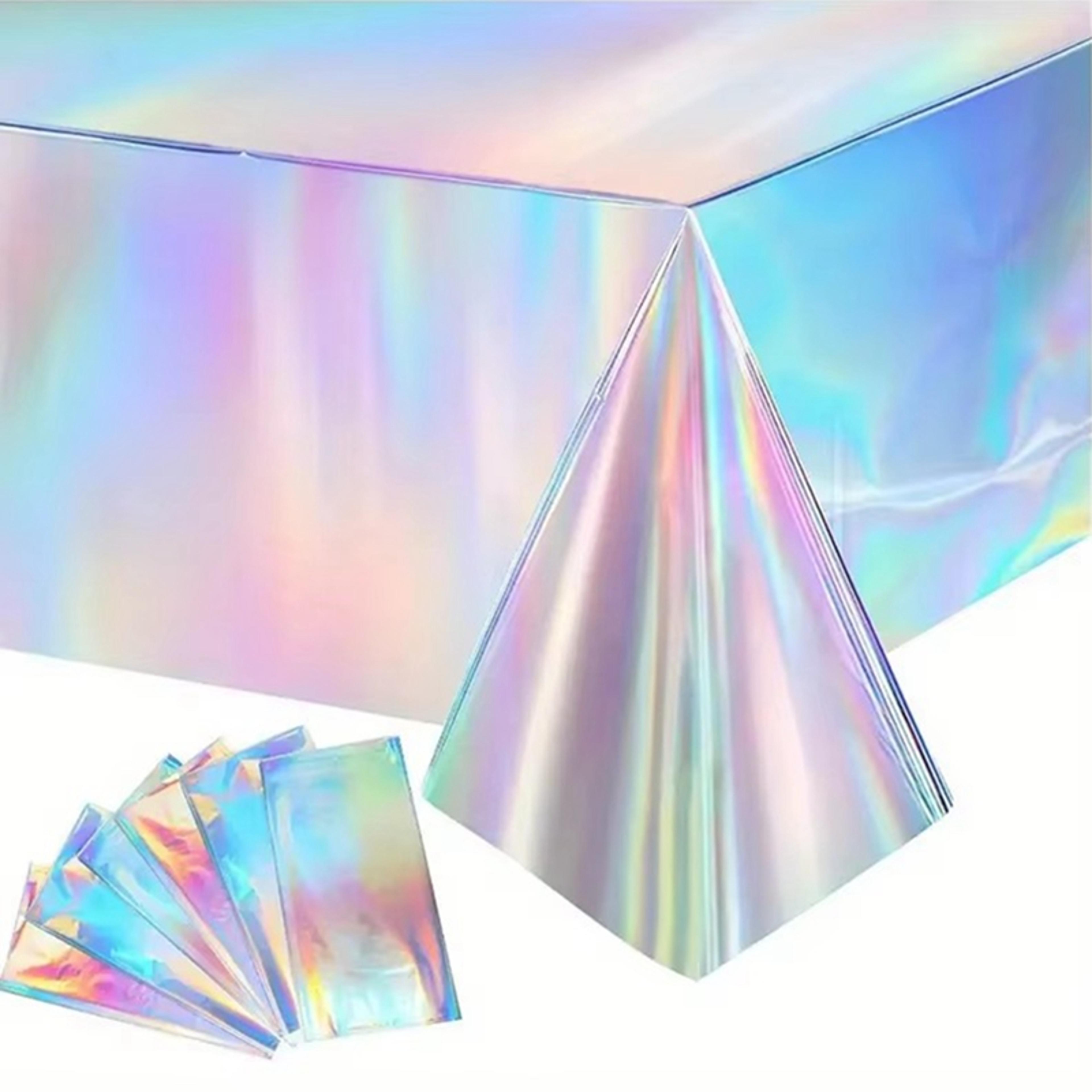 disposable tablecloth holographic rainbow party table cover