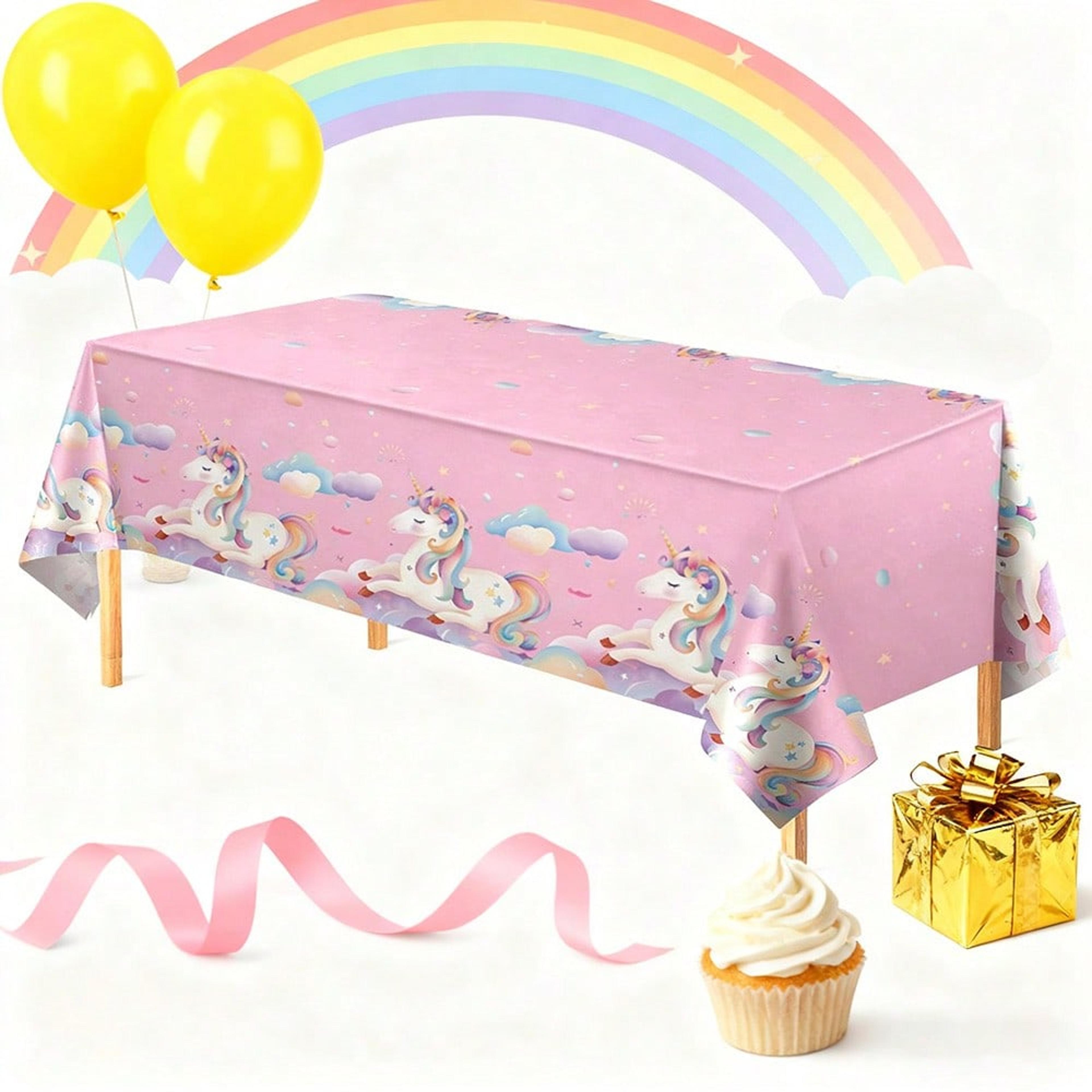unicorn tablecloth pink rainbow waterproof party table cover for kids birthdays