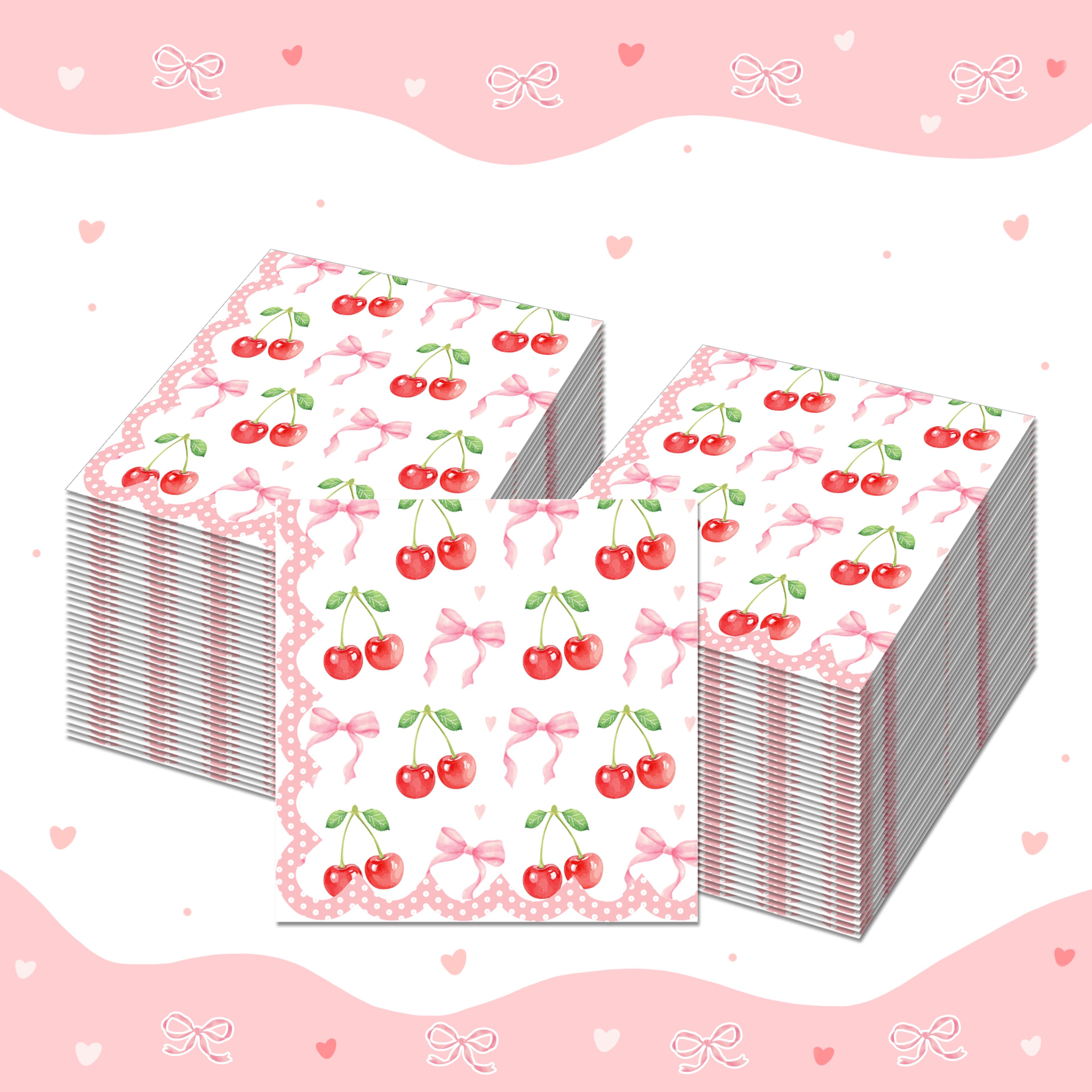 pink cherry disposable guest napkins for wedding bathroom and party decor