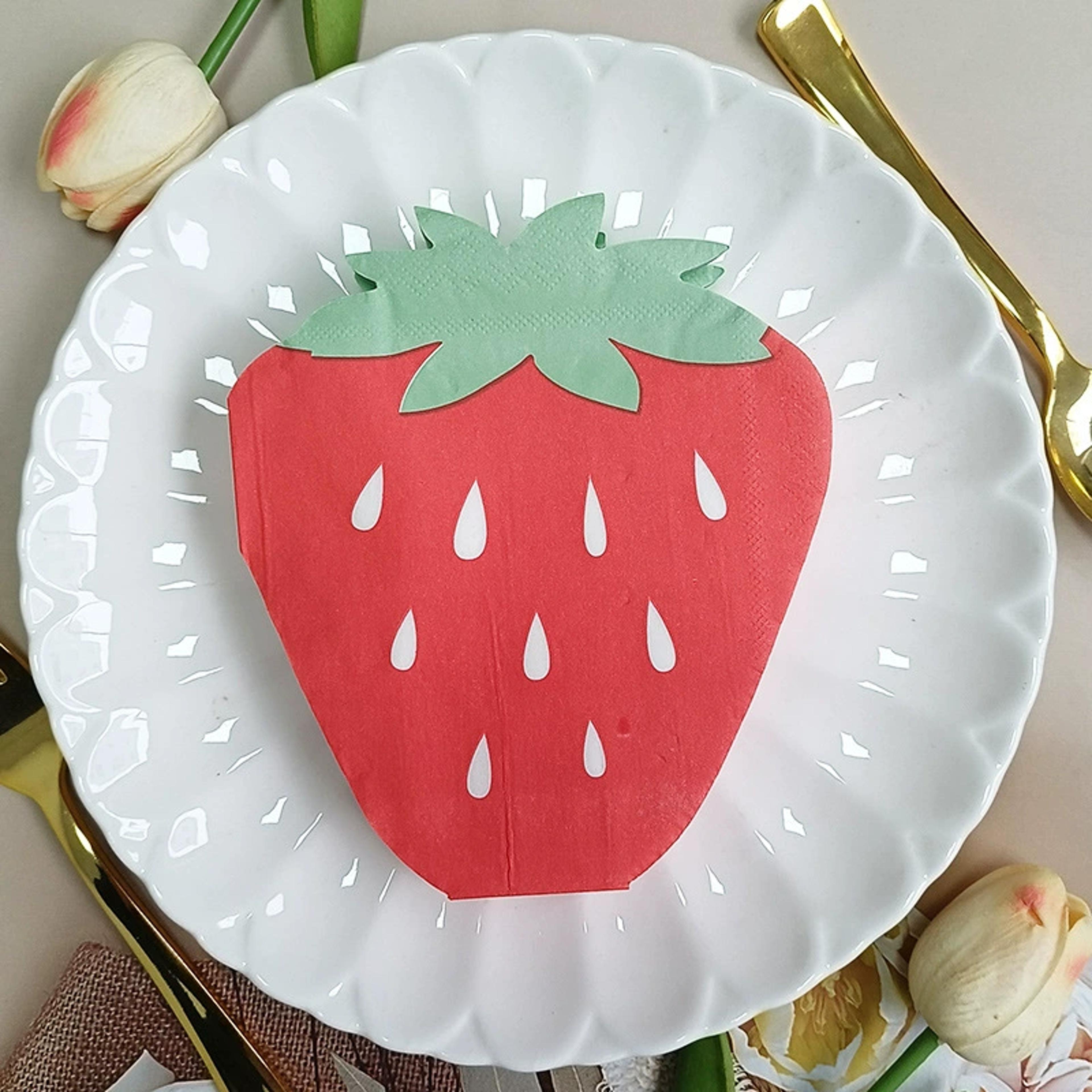 sweet strawberry paper napkins for birthday baby shower party decor