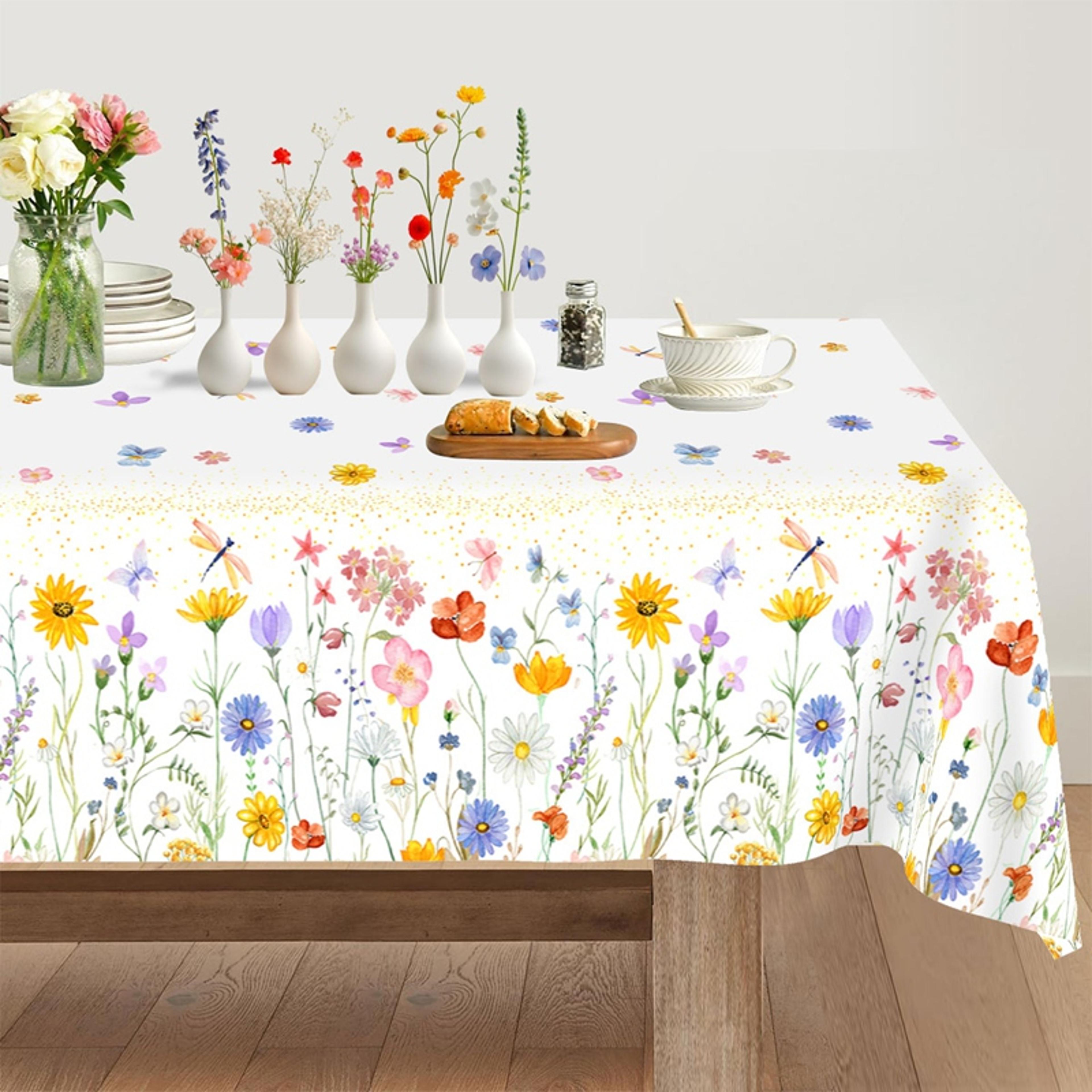 spring wildflower plastic tablecloth for parties and mothers day decor