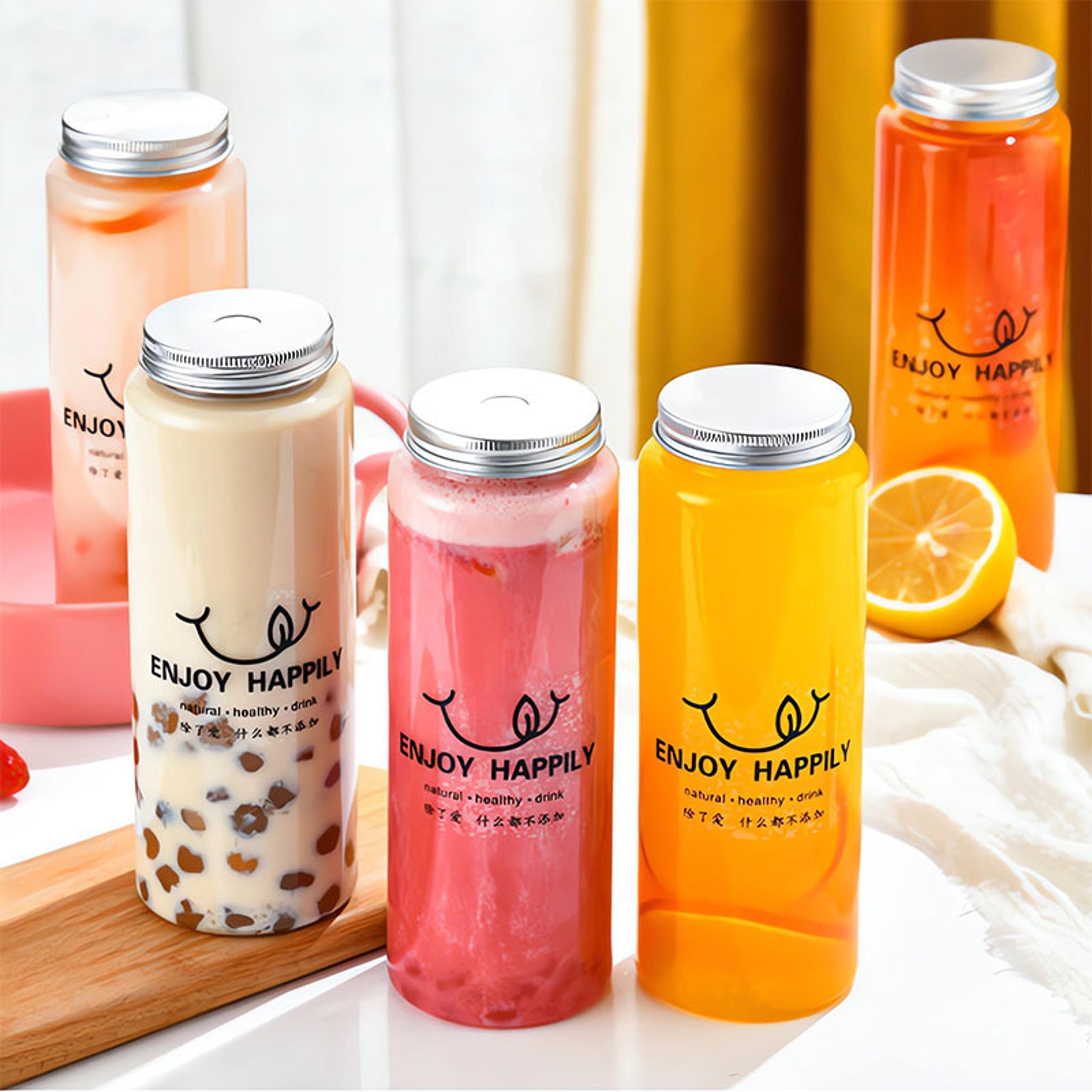 bubble tea bottles clear disposable juice bottles for takeout drinks