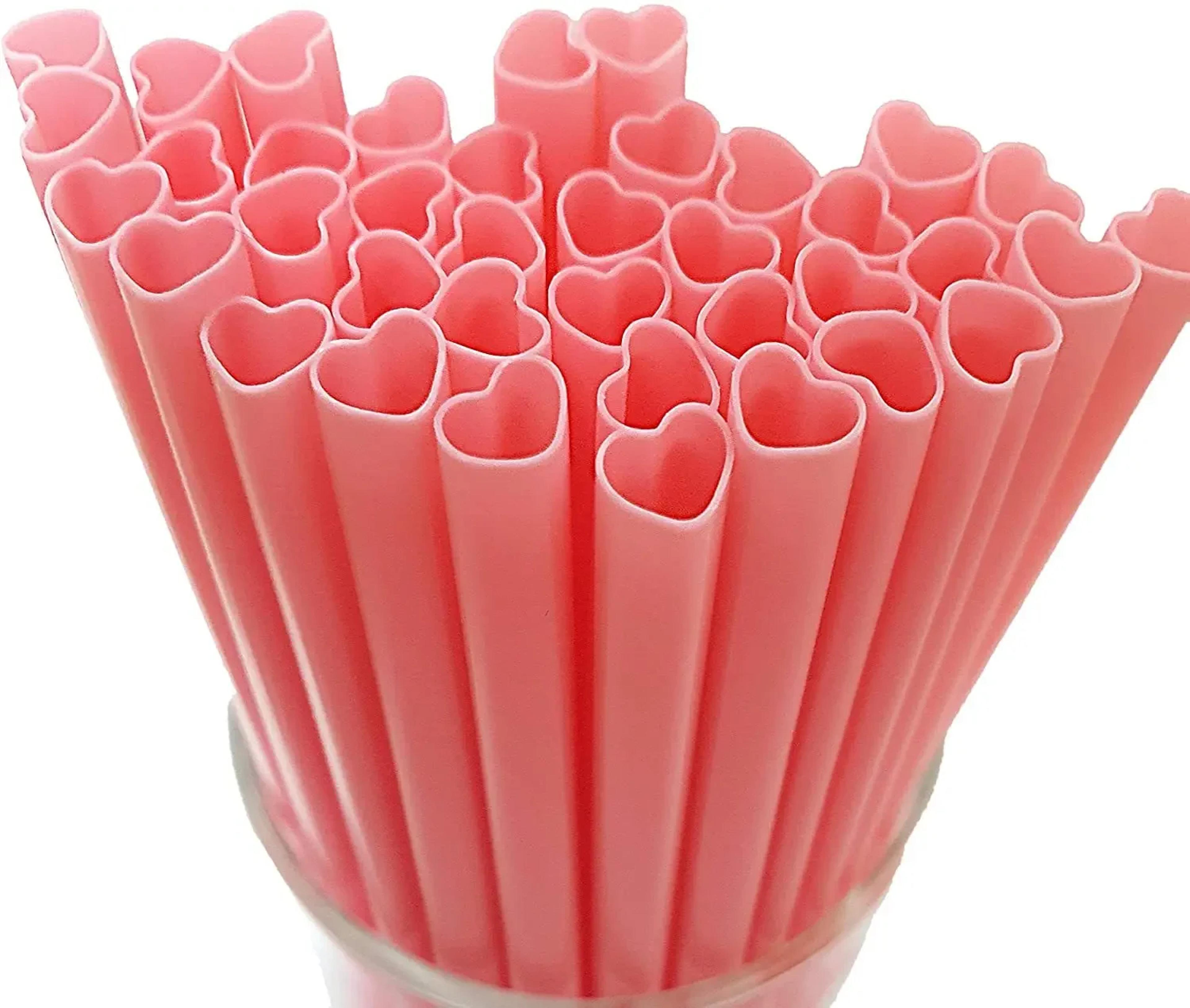 pink heart shaped bride tribe straws for bridal shower and bachelorette party