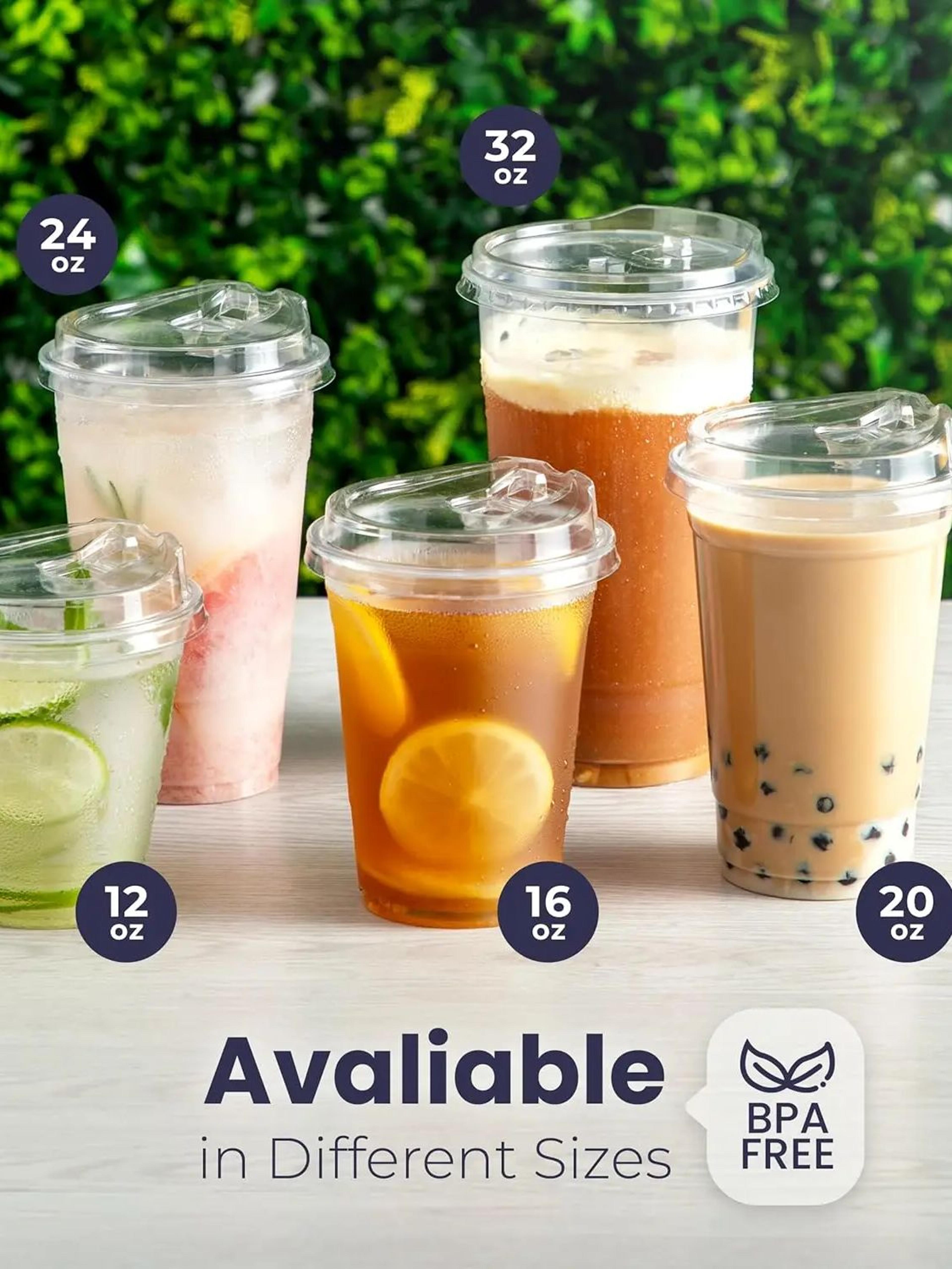 clear plastic cups with strawless lids for iced coffee juice and smoothies