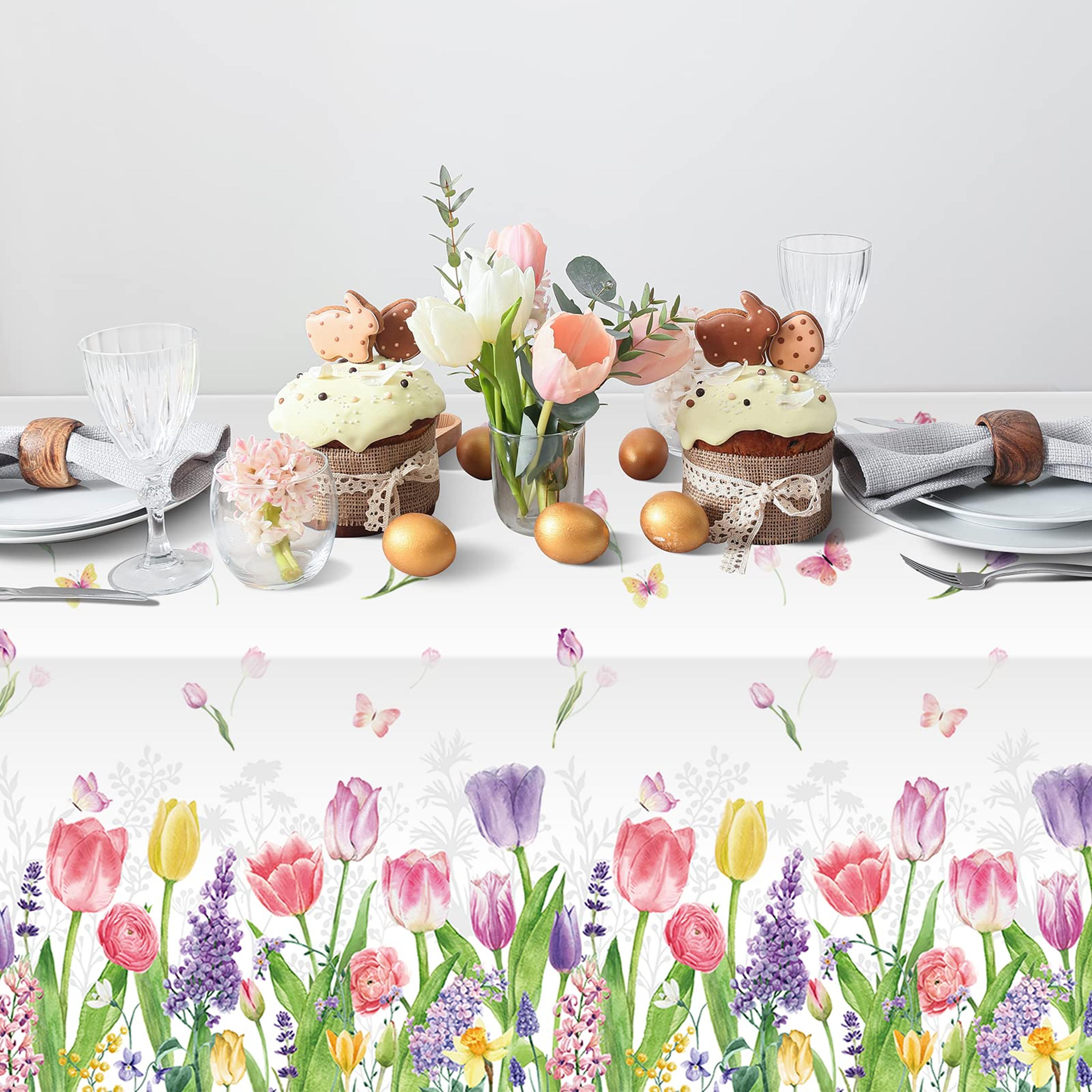 tulip floral disposable tablecloth for spring party decor