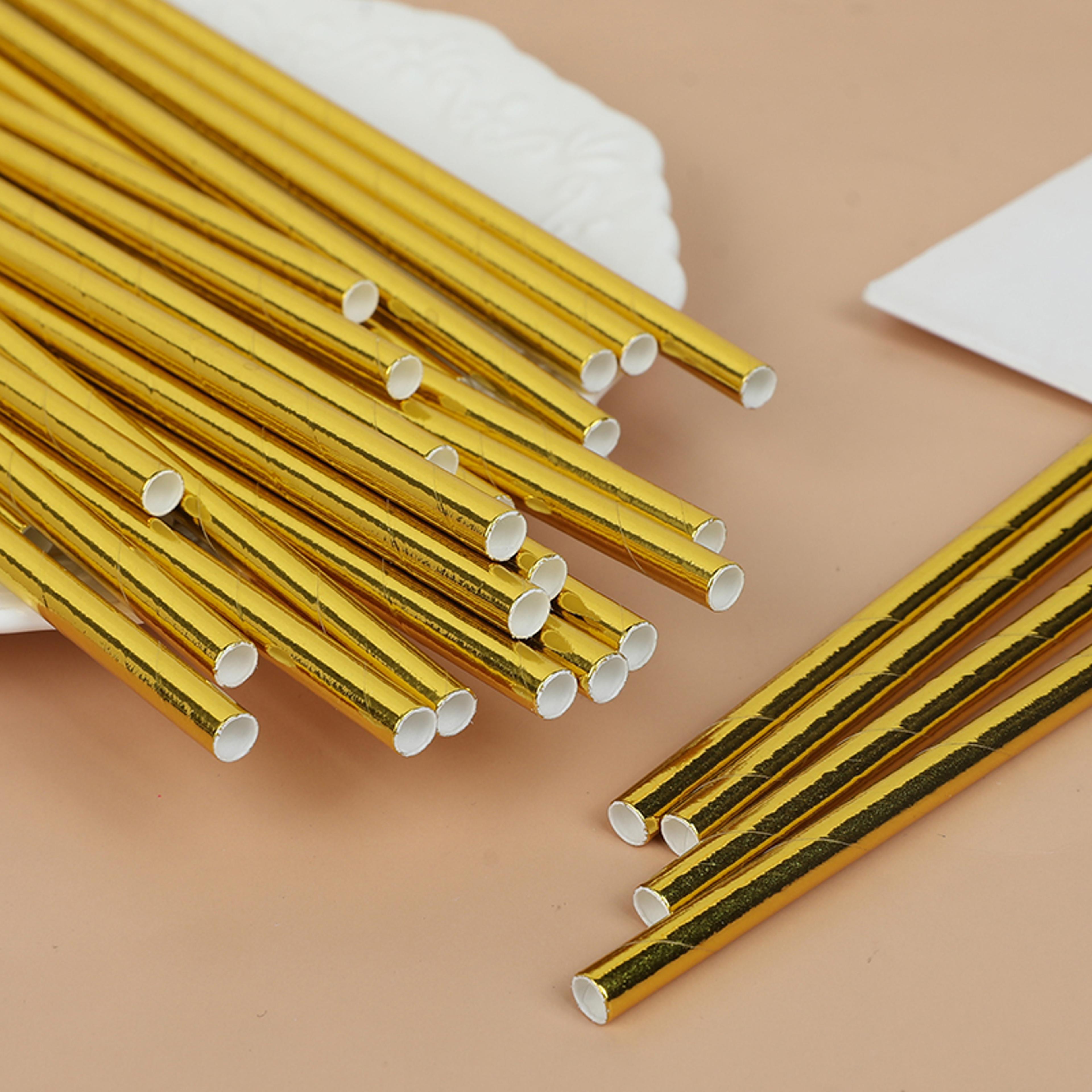 rose gold silver paper straws for wedding birthday party drinks