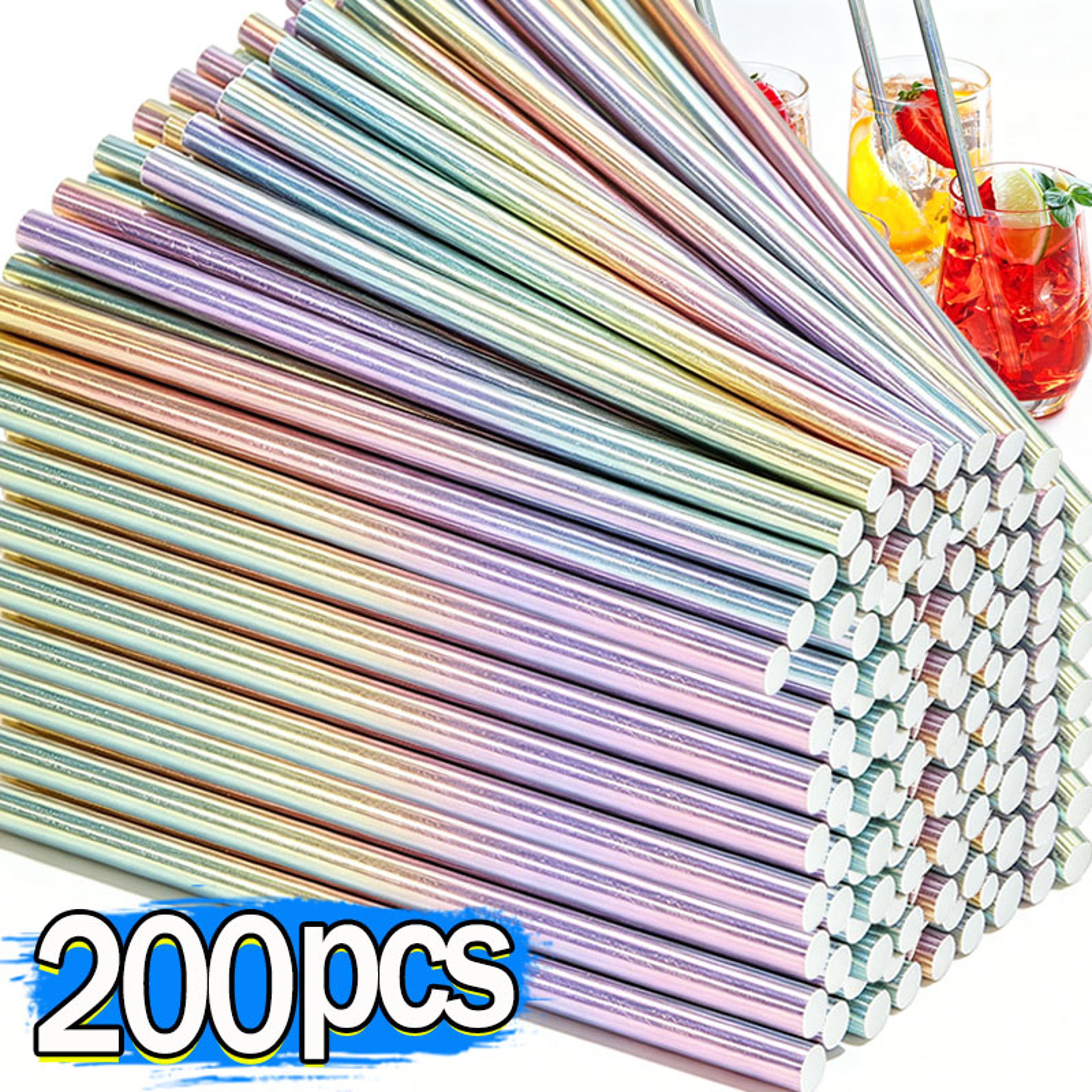 iridescent disposable paper straws for parties and weddings