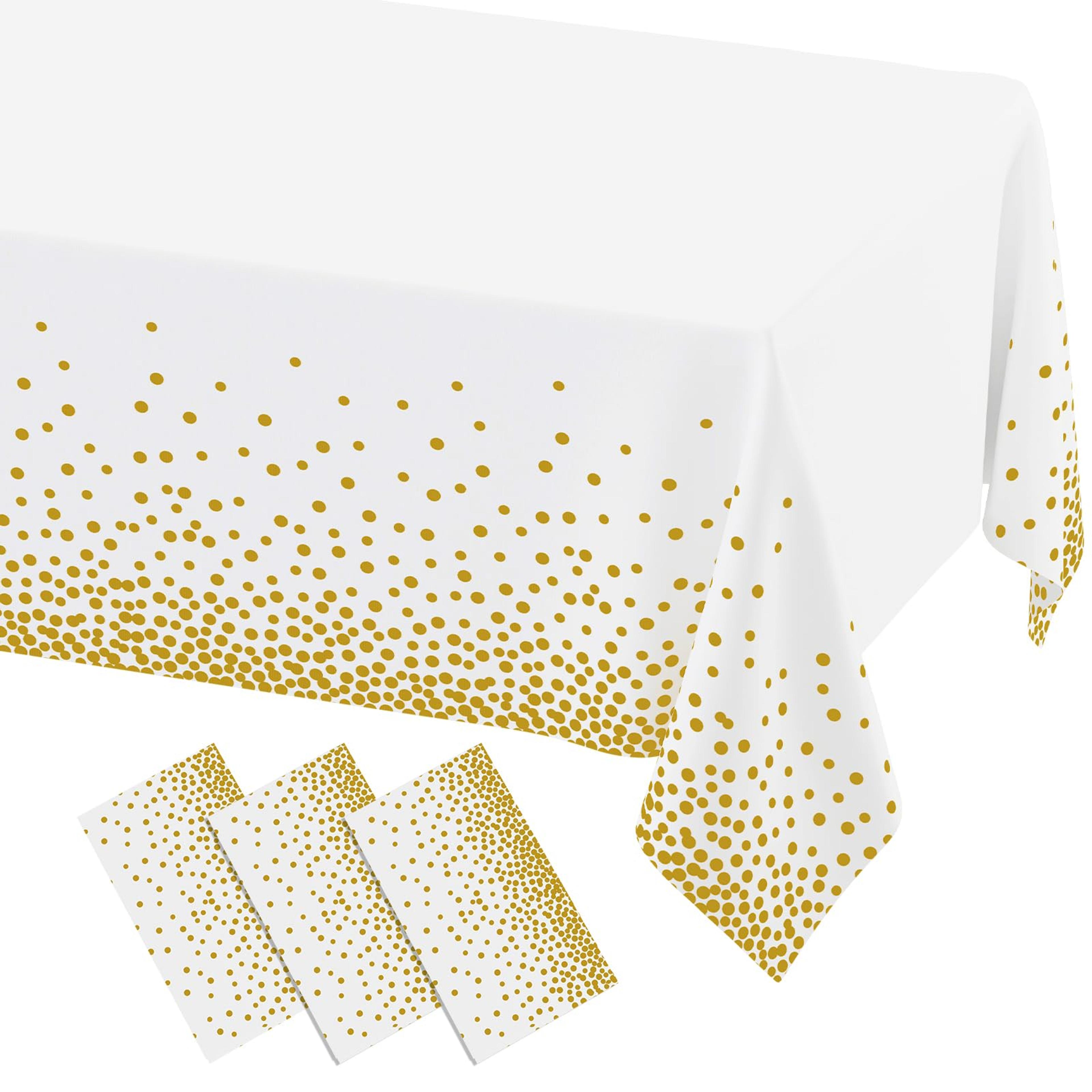 gold dot disposable tablecloths white plastic party table covers