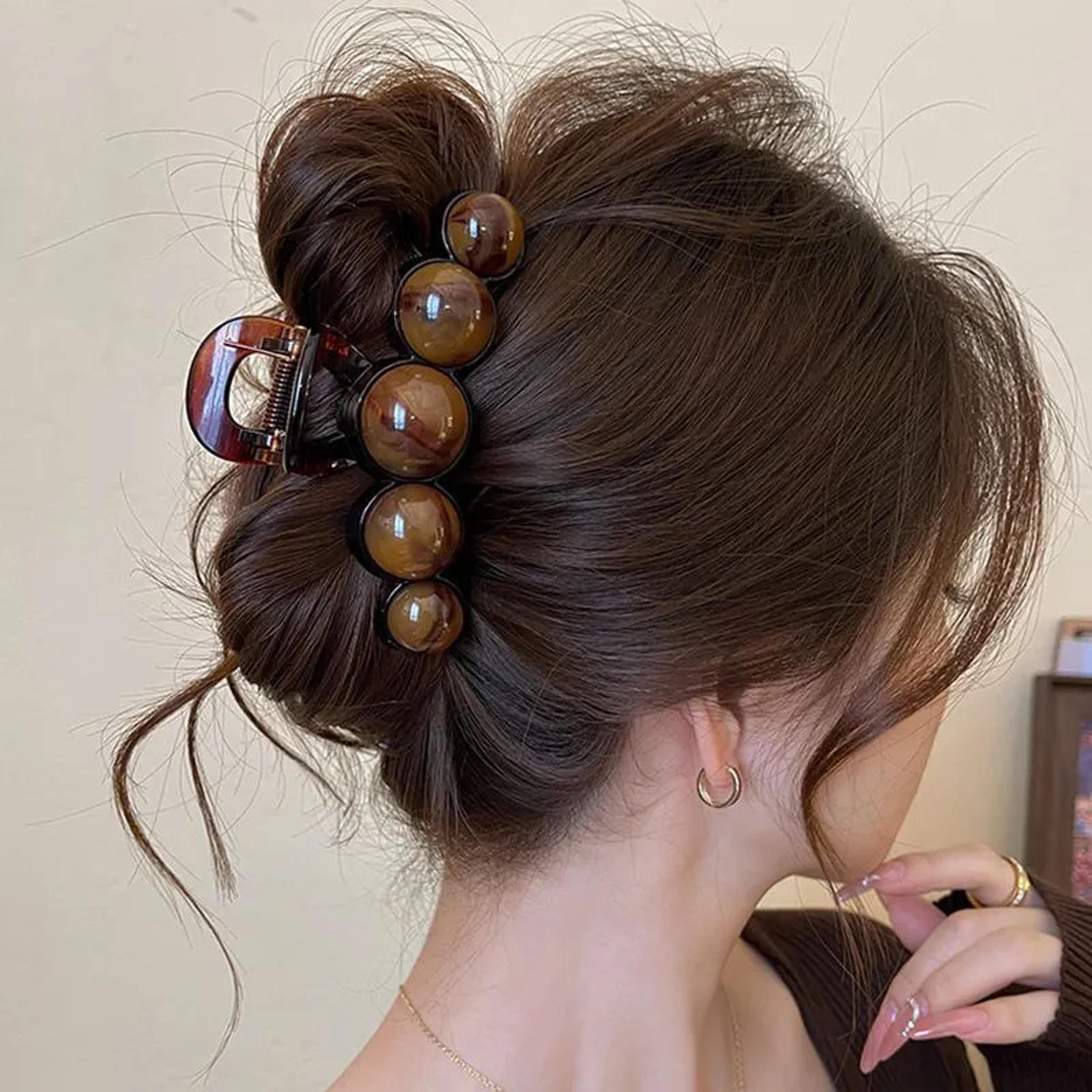 retro gradient beaded hair claw clip for women