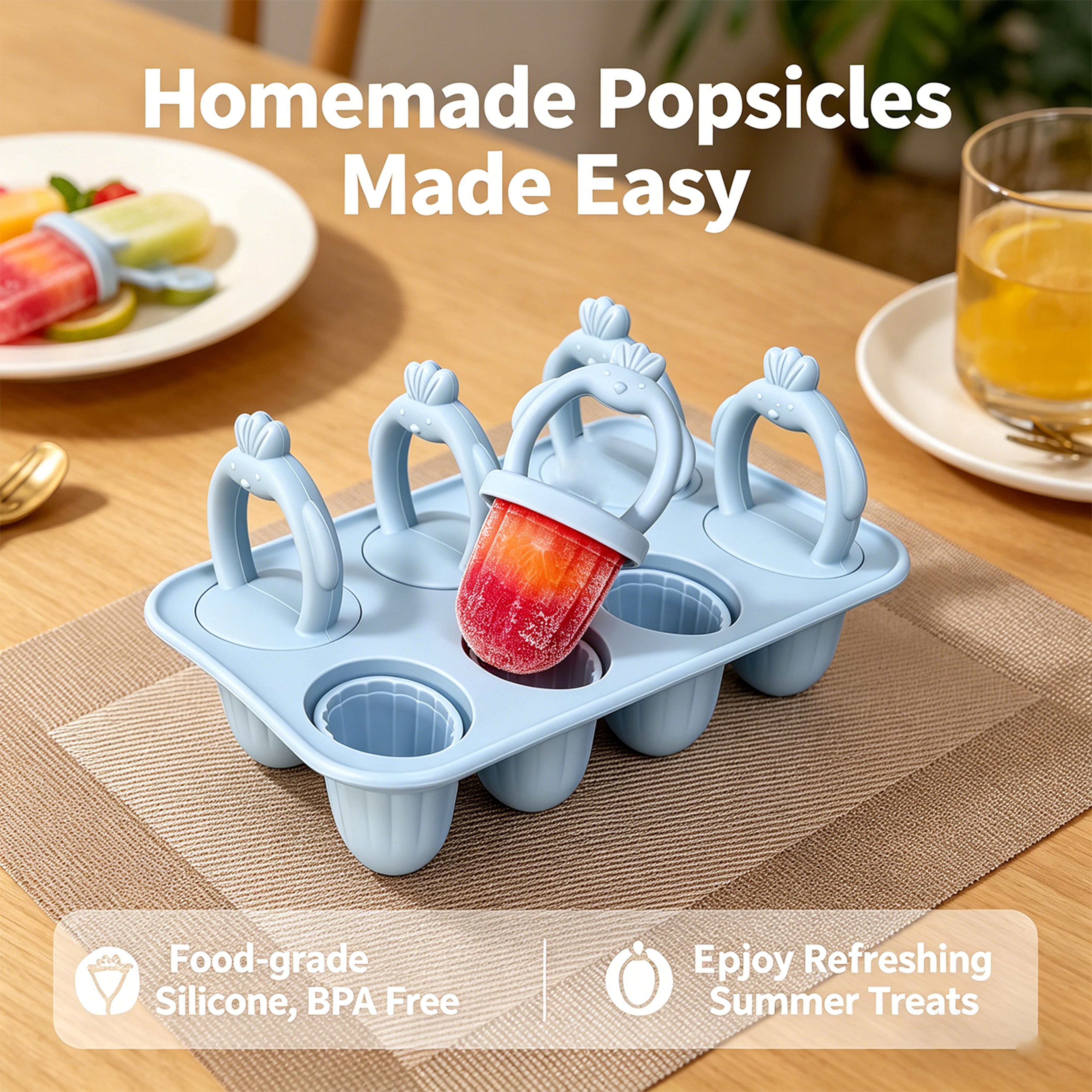 baby silicone popsicle mold with anti choke handles baby food freezer tray