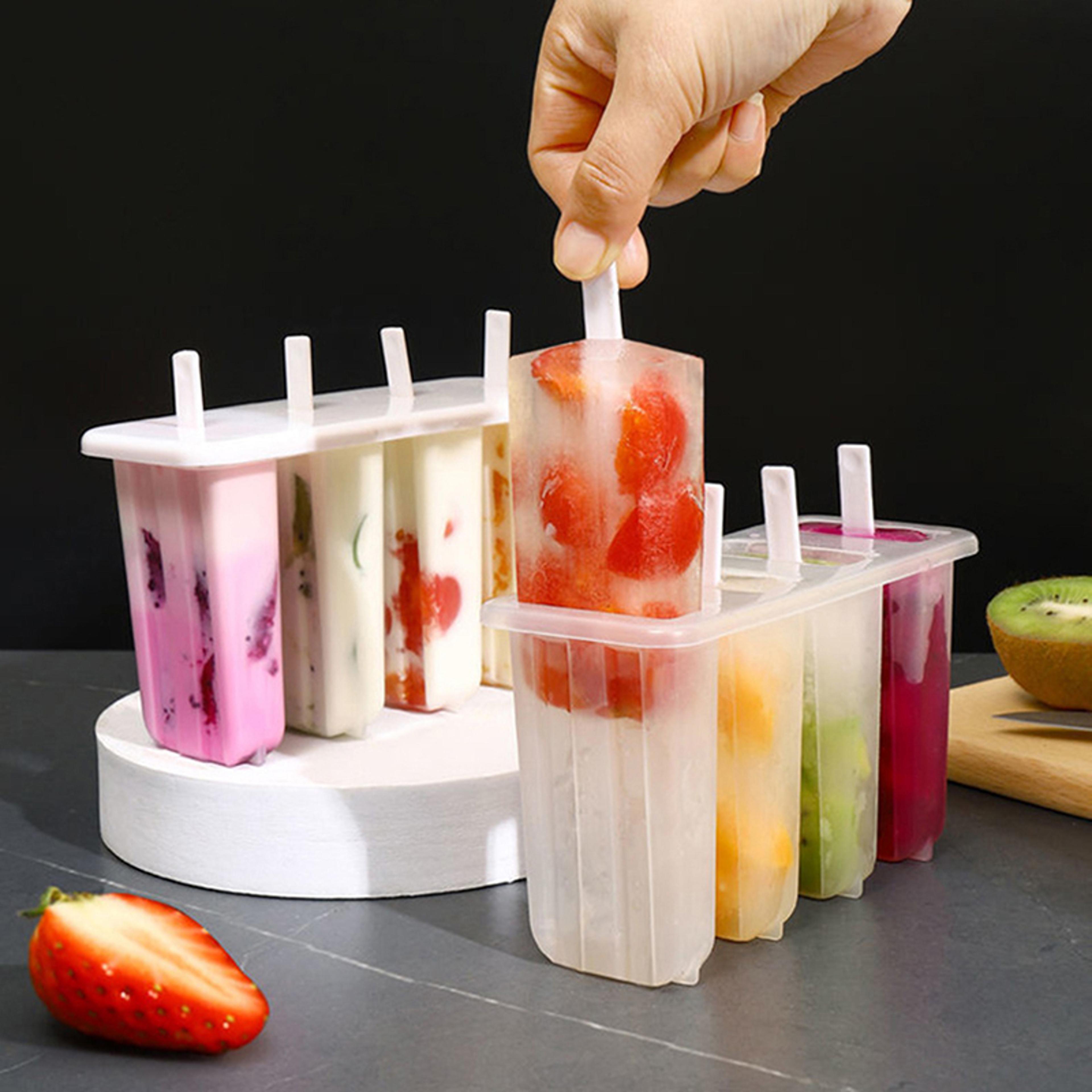reusable popsicle mold set with sticks and lids for homemade ice pops