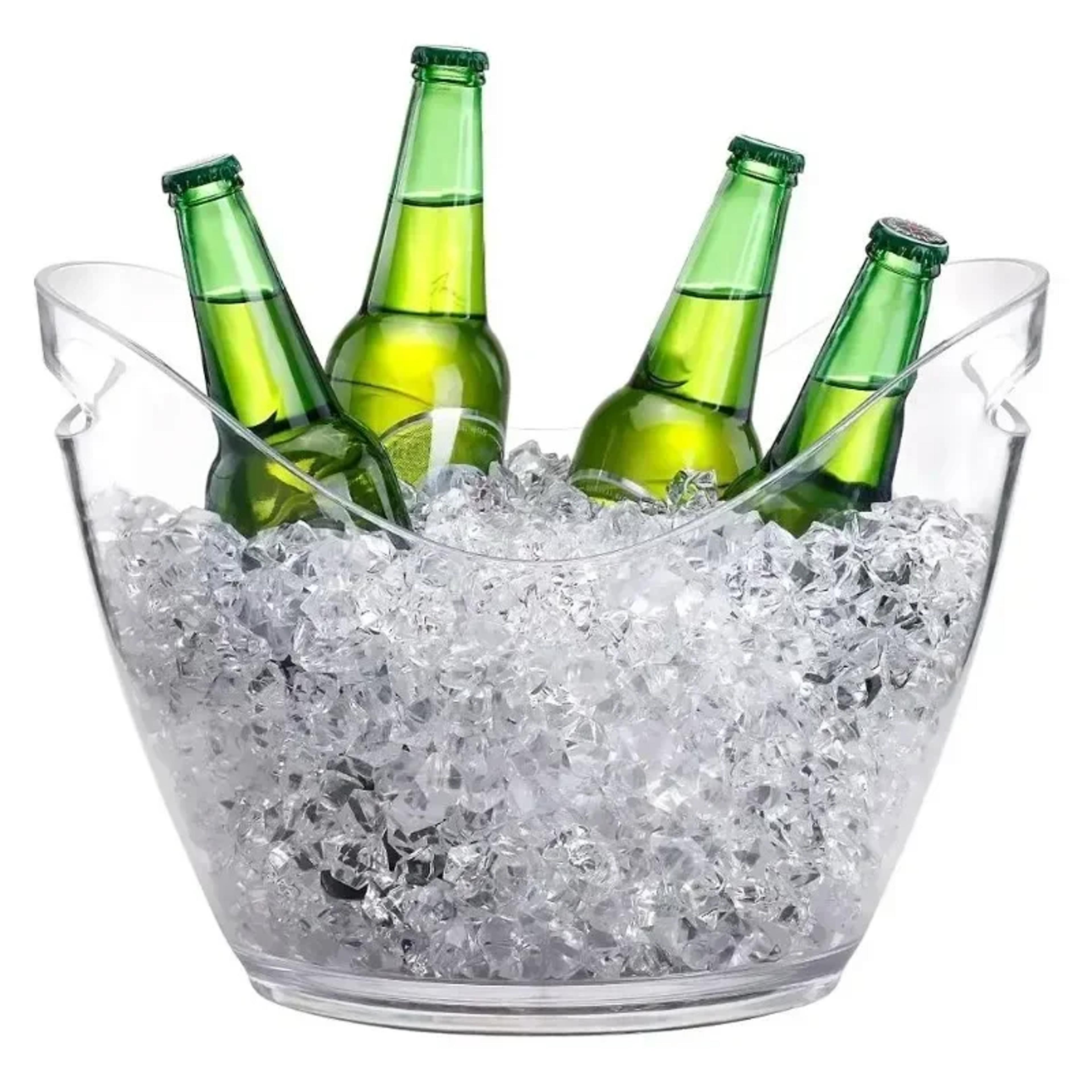 clear plastic ice bucket champagne bottle cooler for bar and party drinks