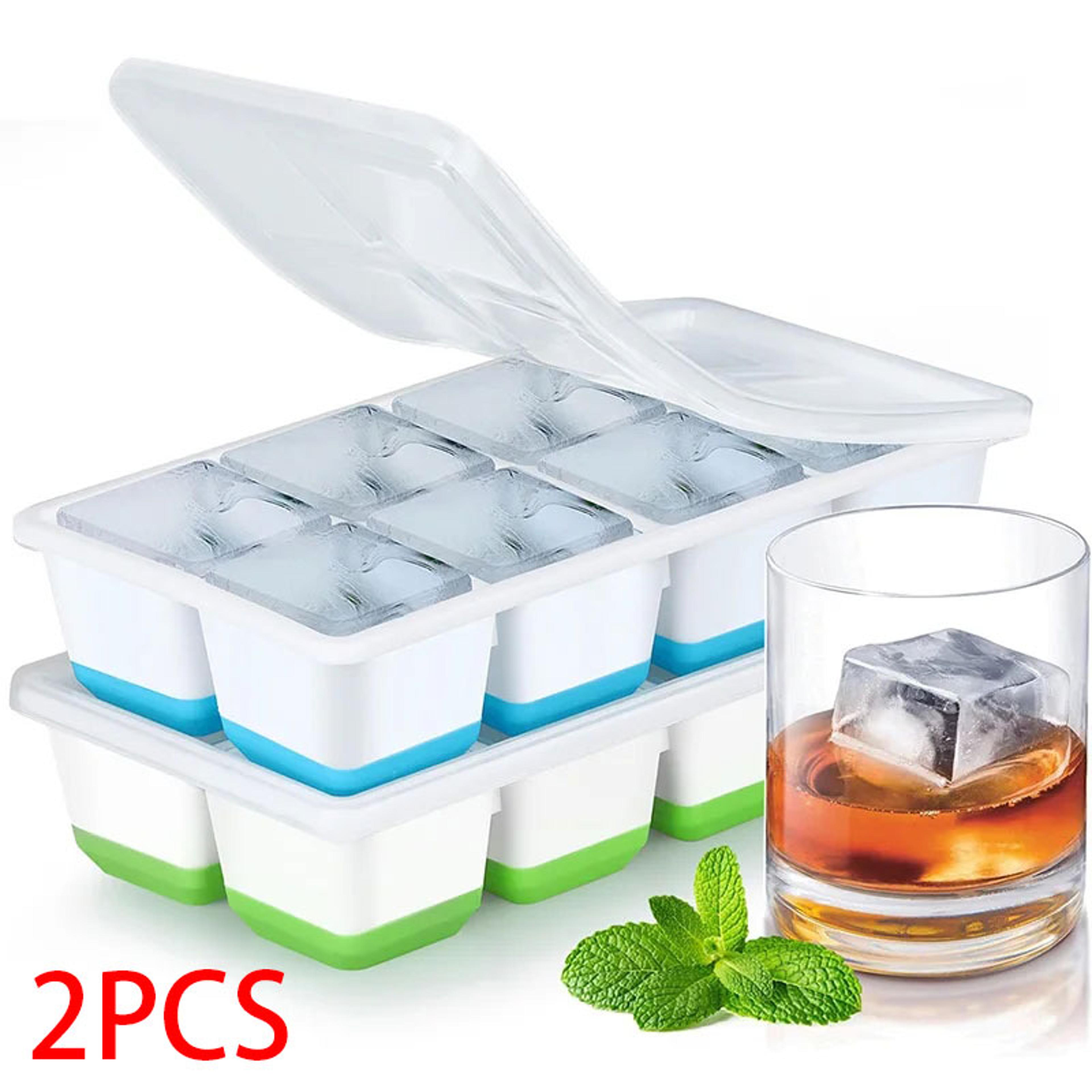 large ice cube tray with lid easy release silicone whiskey ice mold
