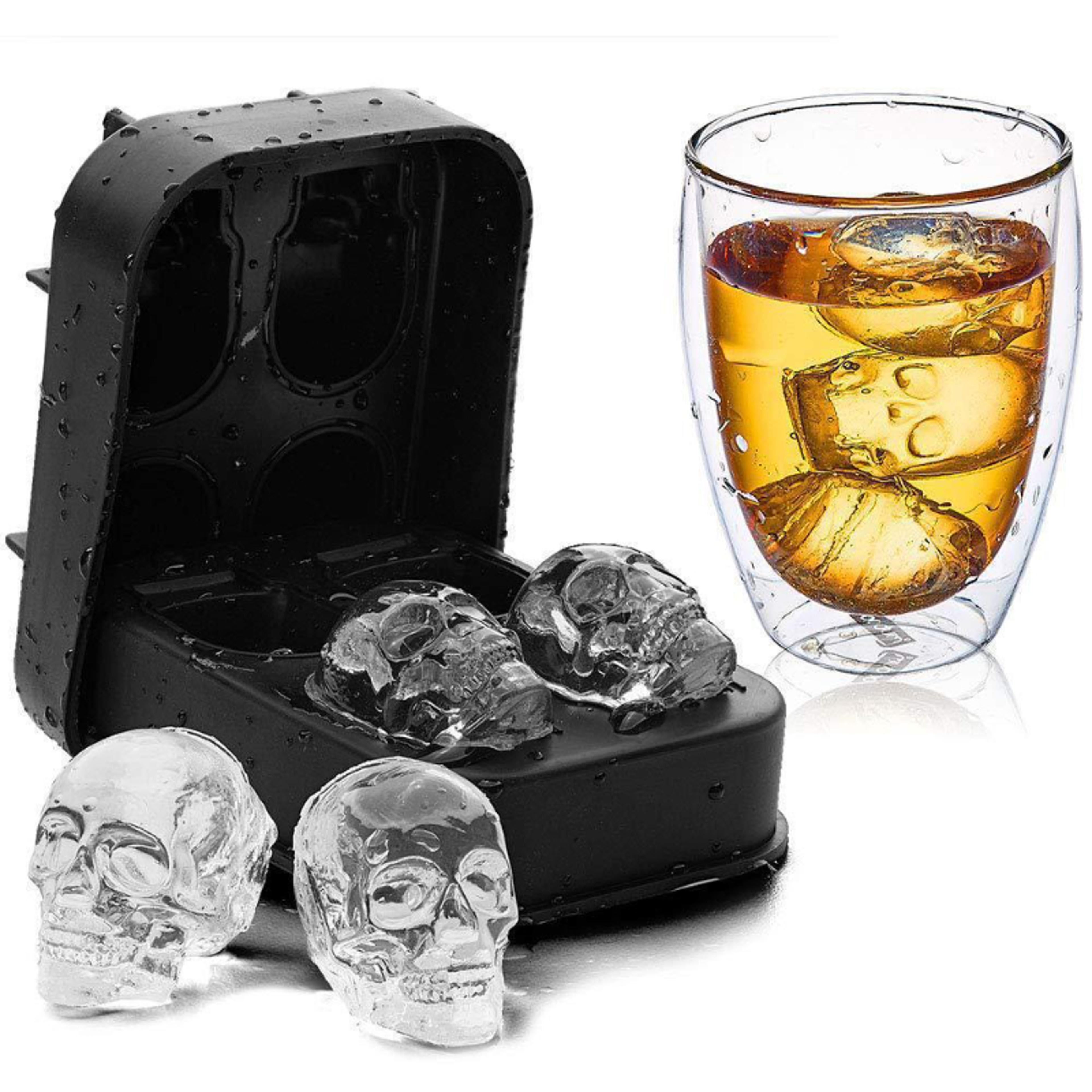 skull ice cube mold silicone whiskey ice tray for cocktails