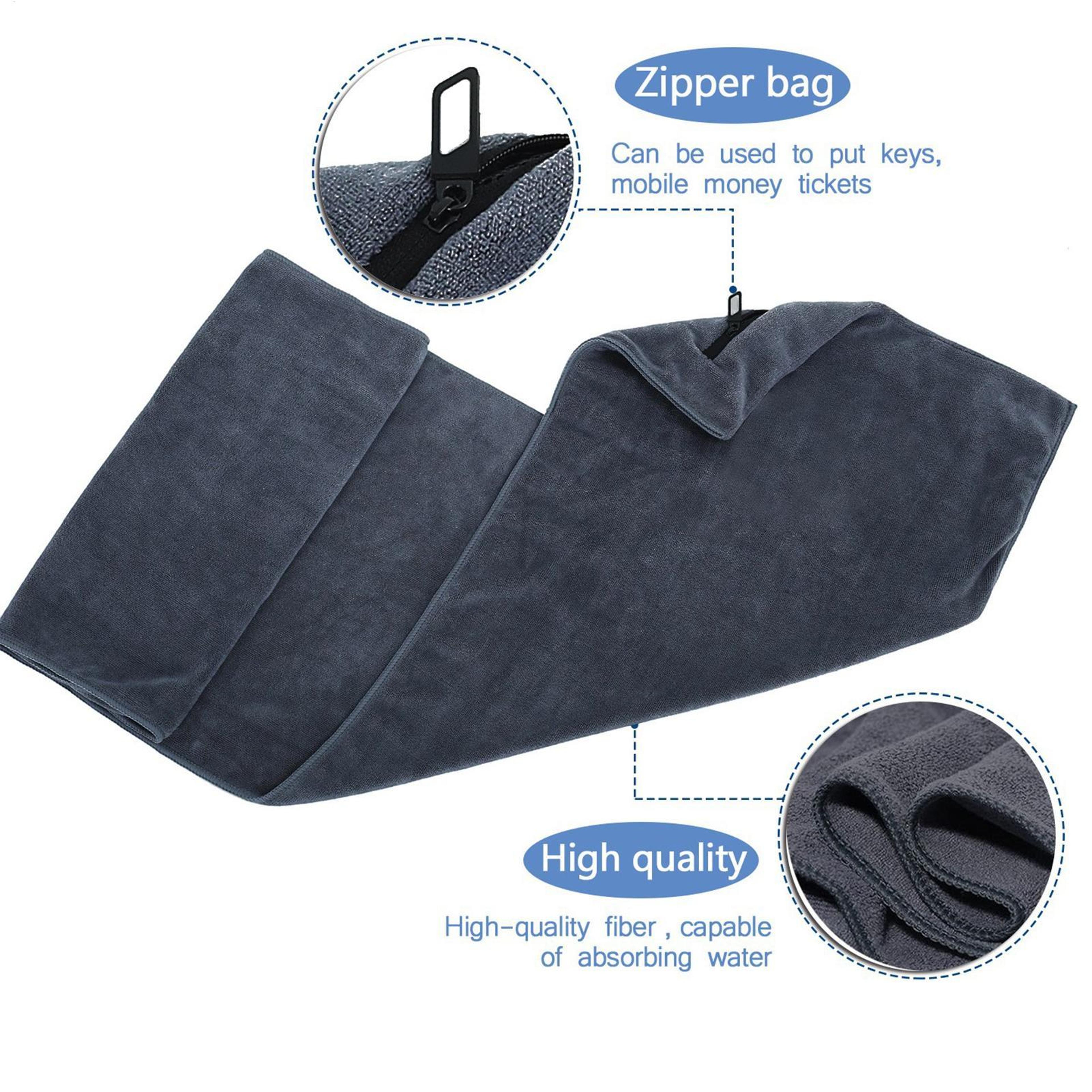 quick dry microfiber gym towel with pocket for yoga, tennis and bench cover