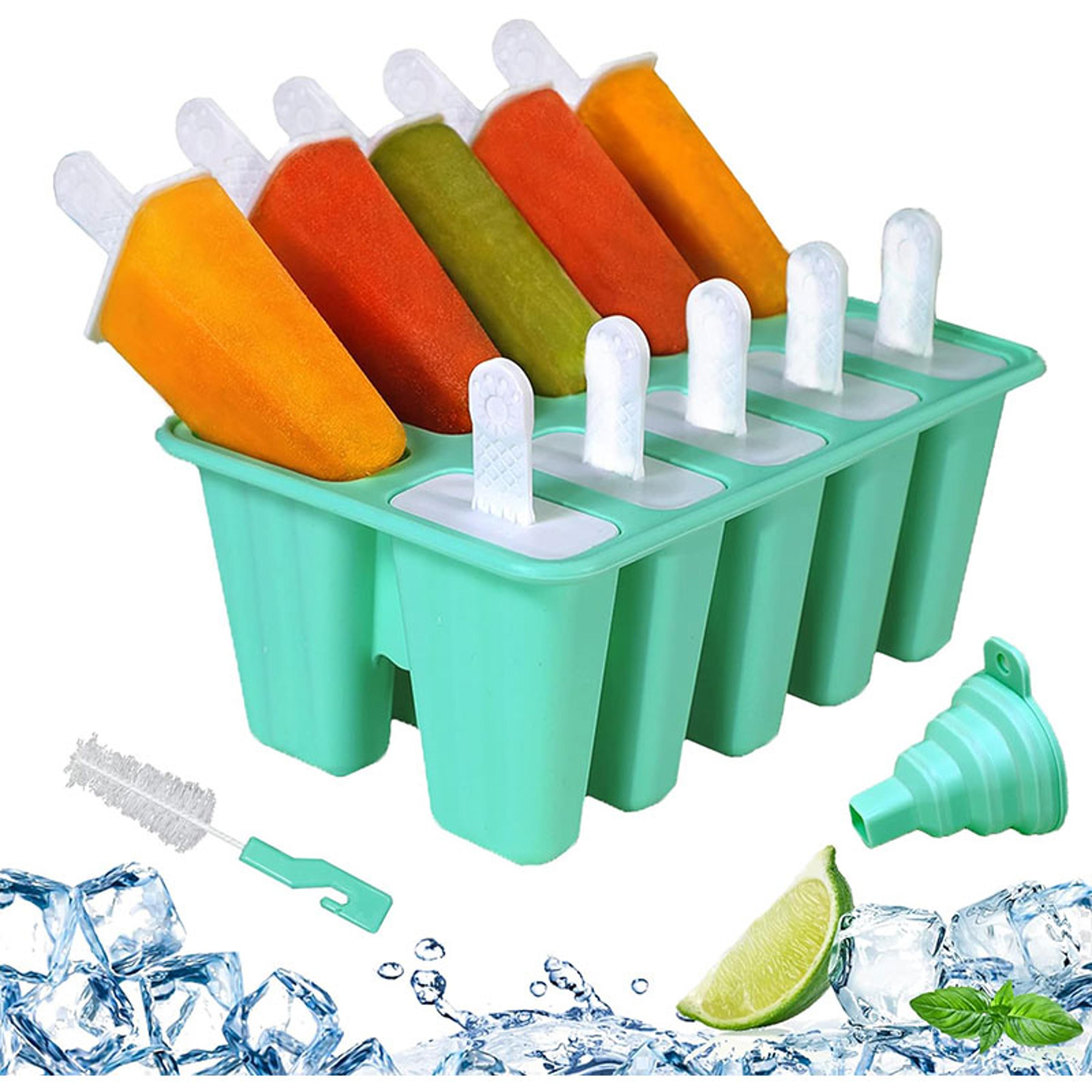 silicone popsicle molds with funnel and cleaning brush