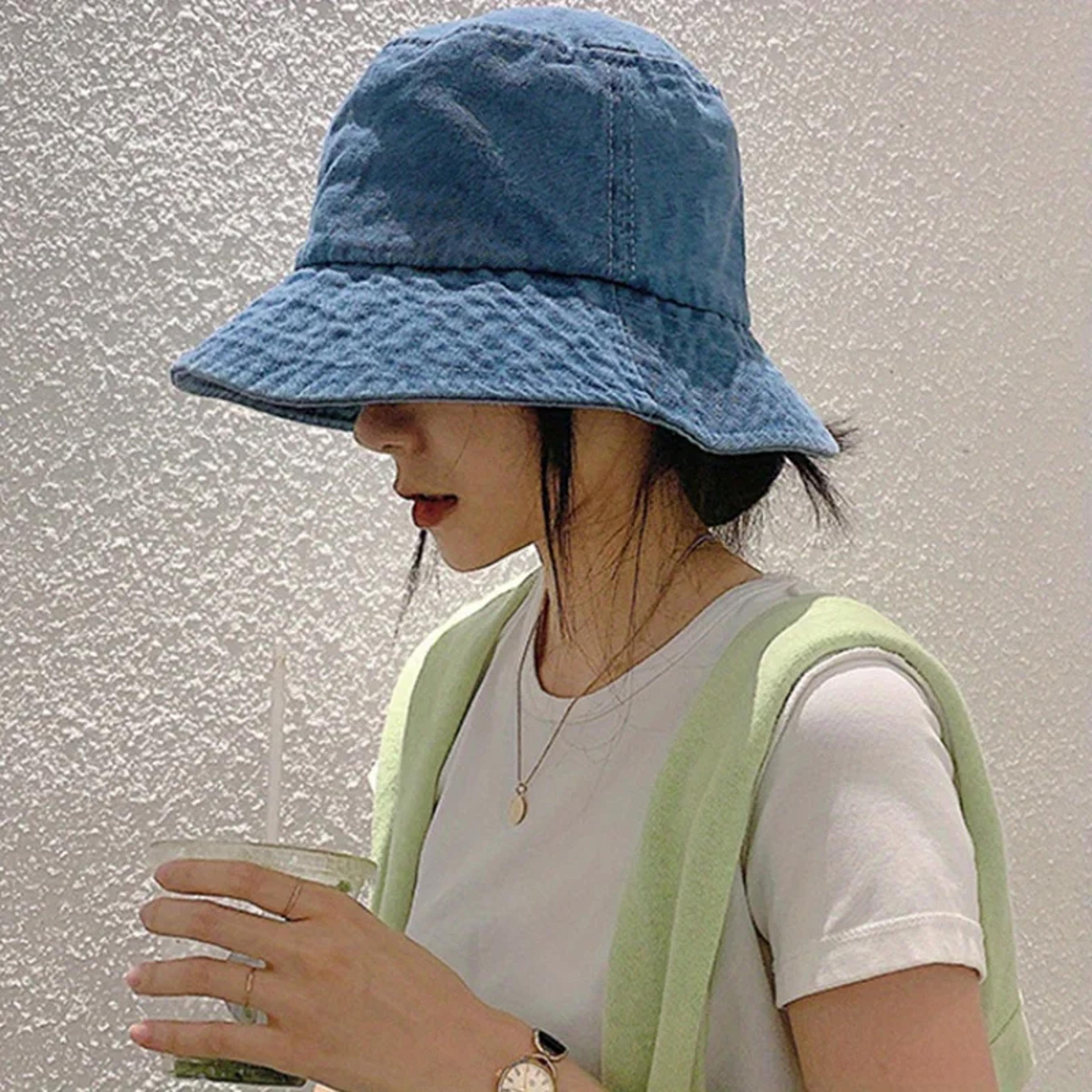 denim bucket hat lightweight unisex sun protection fisherman hat